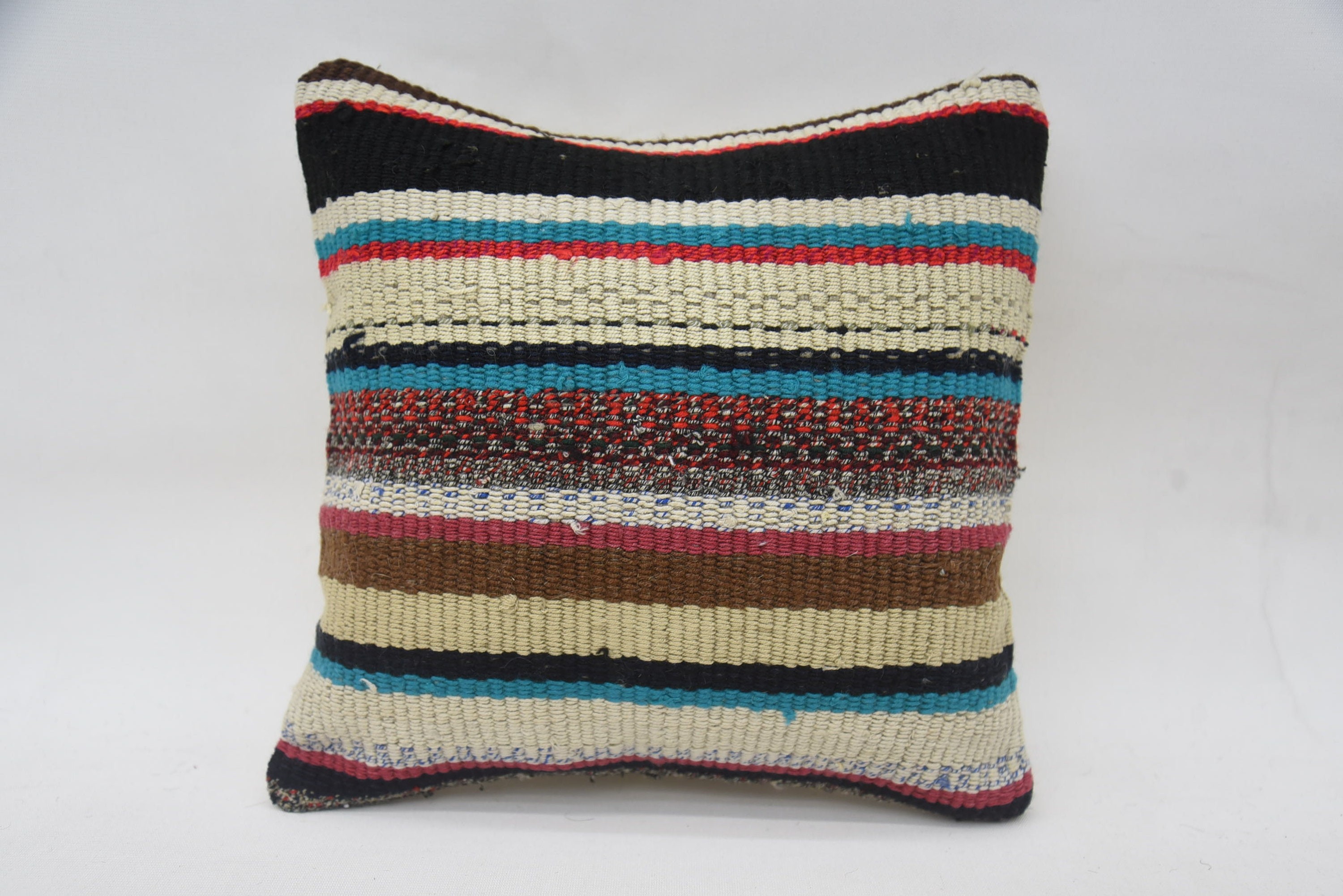 12"x12" Beige Cushion, Aesthetic Pillow Cover, Ethnical Kilim Rug Pillow, Turkish Kilim Pillow, Boho Pillow Sham Cover