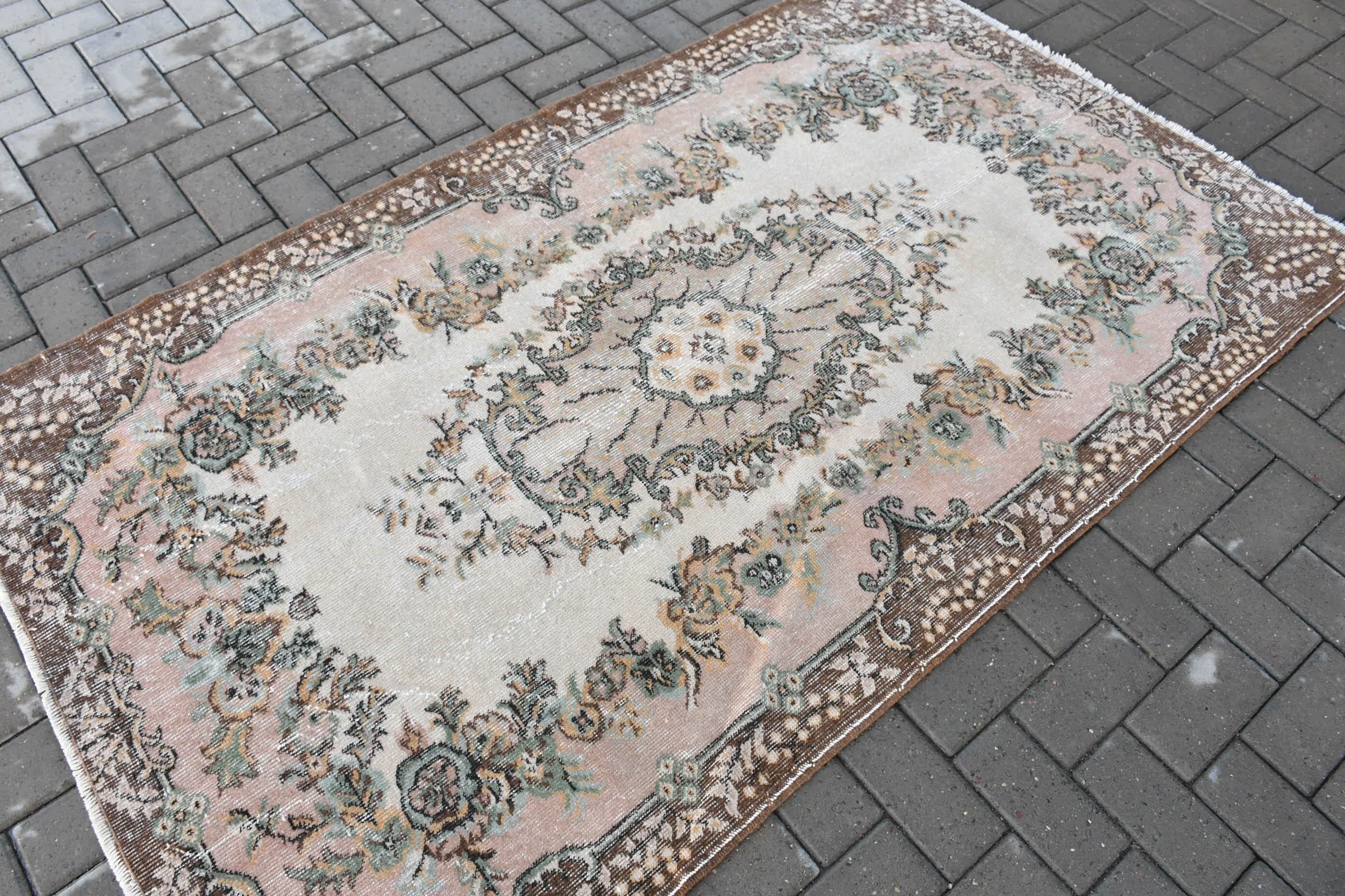 Rugs for Nursery, Beige Wool Rug, Indoor Rug, Bedroom Rug, Vintage Rug, 3.9x6.6 ft Area Rug, Turkish Rugs, Oriental Rug, Nursery Rug