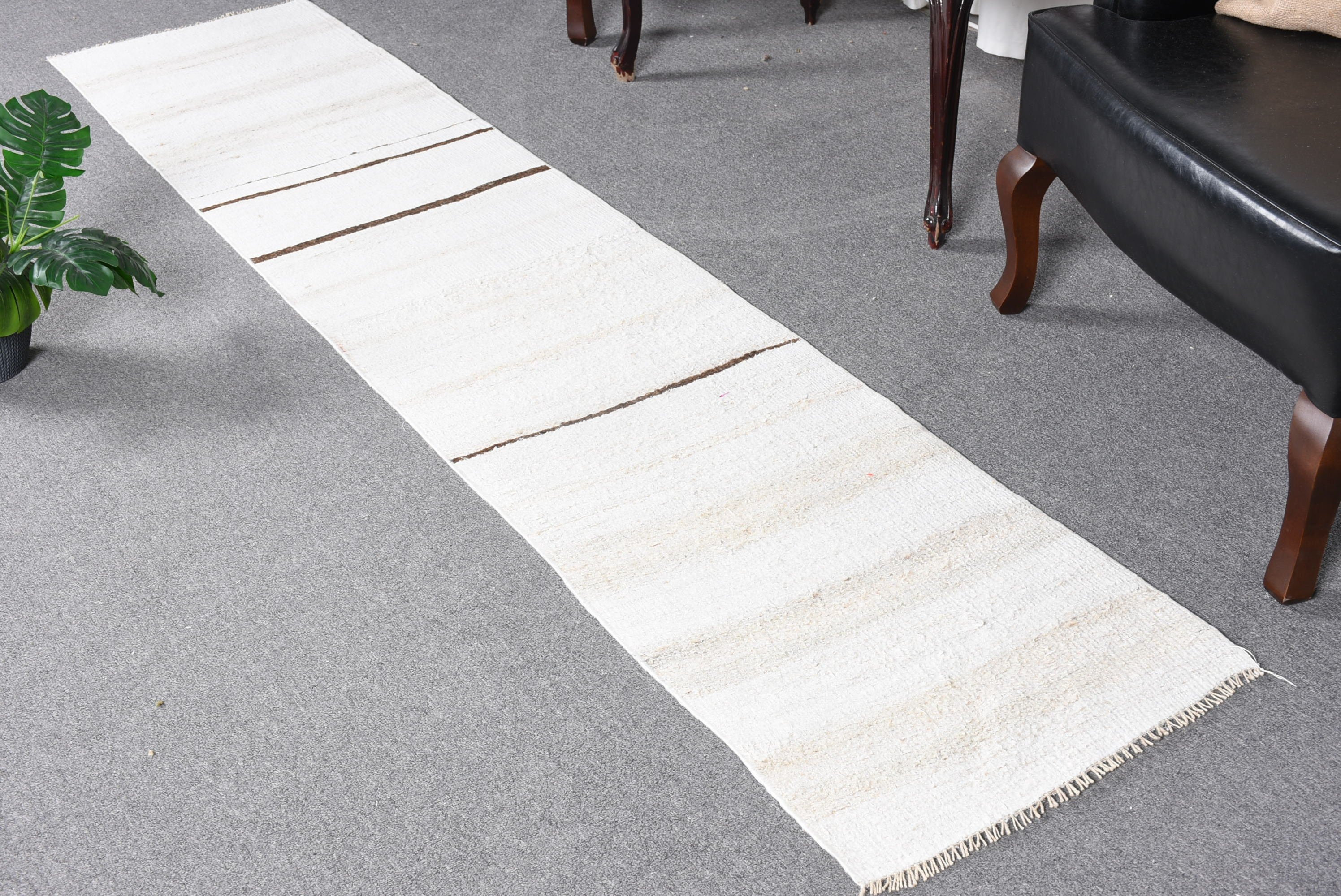 Corridor Rugs, Turkish Rugs, Wool Rugs, Vintage Rug, White Cool Rug, Rugs for Runner, Kitchen Rugs, 1.7x8.1 ft Runner Rug, Stair Rug