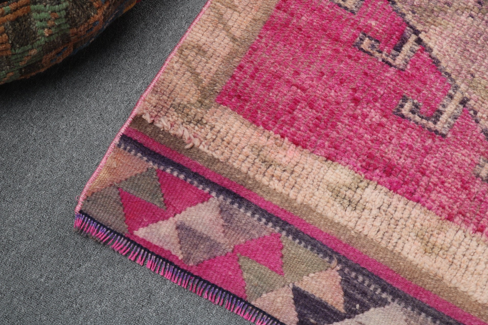 3.1x10.9 ft Runner Halı, Vintage Runner Halılar, Vintage Halı, Türk Halısı, Pembe Anadolu Halıları, Nötr Halılar, El Dokuma Halı, Koridor Halısı