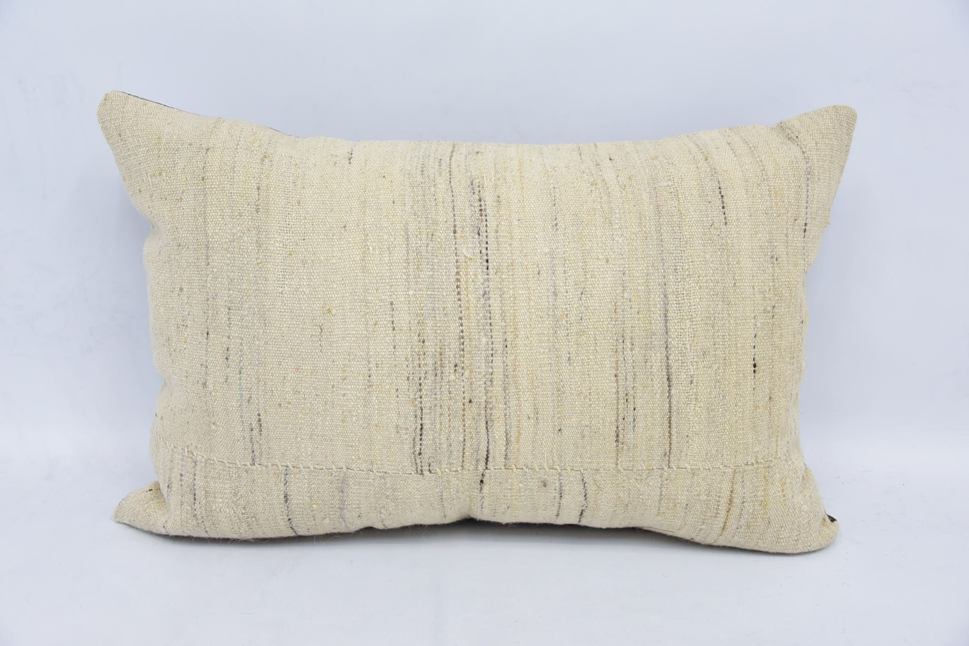 16"x24" White Pillow, Boho Pillow, Shabby Chic Cushion Case, Pillow for Couch, Handwoven Pillow Sham, Vintage Kilim Pillow