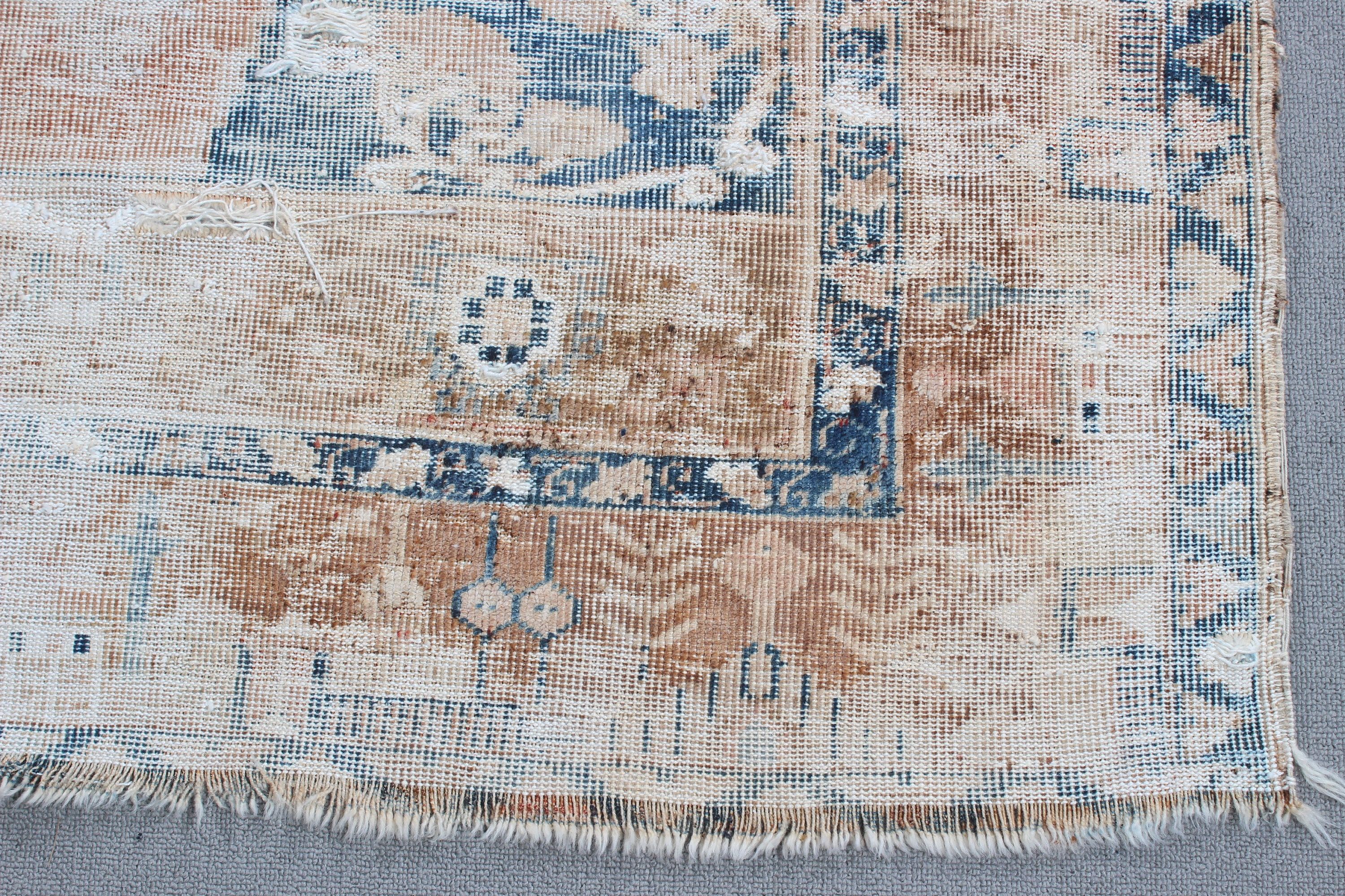 Boho Rug, Vintage Rug, Rugs for Indoor, Blue  3.7x6.8 ft Area Rugs, Turkish Rugs, Modern Rug, Flatweave Rug, Oushak Area Rugs