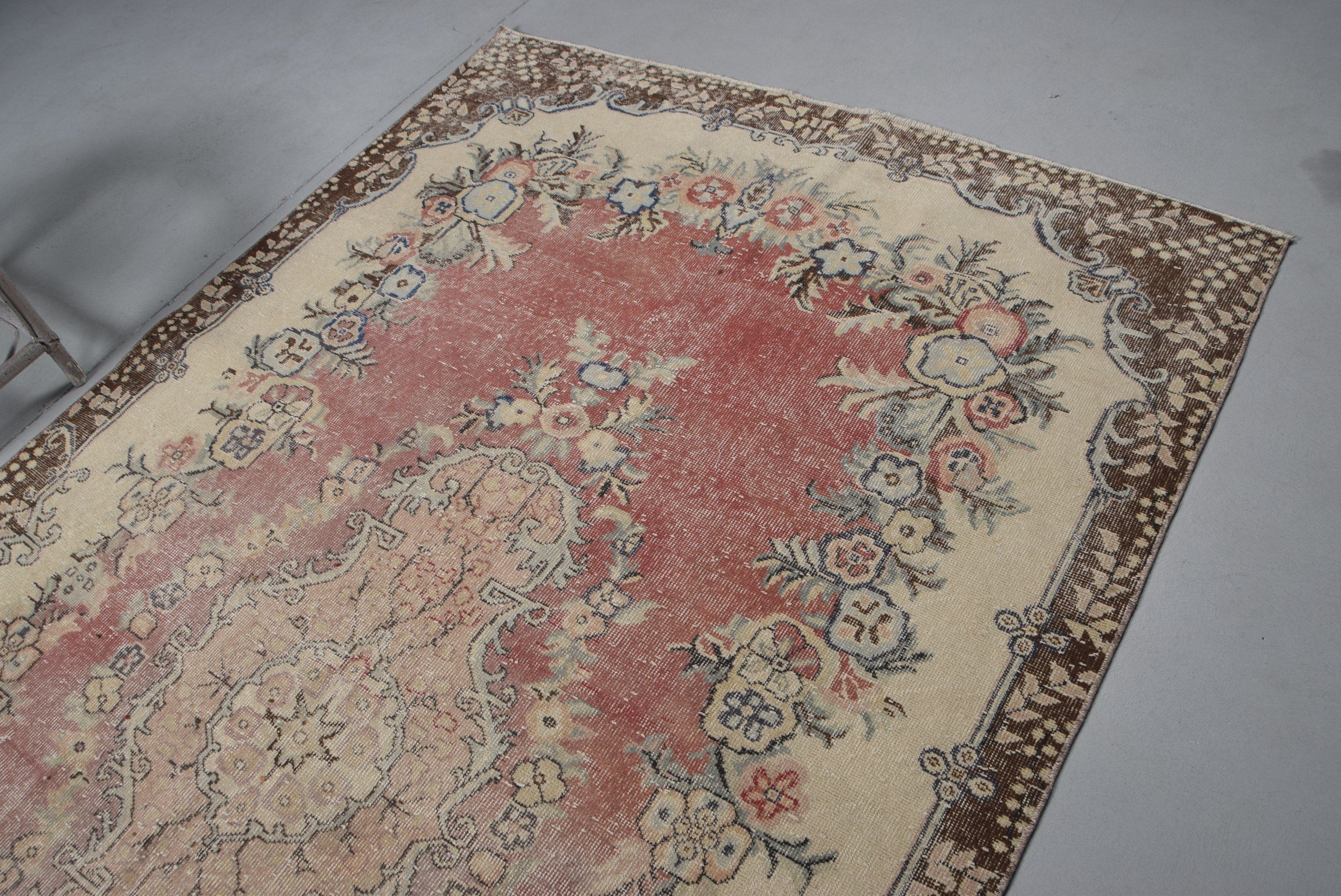 5.8x10.1 ft Büyük Halı, Vintage Halı, Yatak Odası Halısı, Yün Halı, Salon Halıları, Yemek Odası Halısı, Türk Halıları, Bej Oryantal Halı