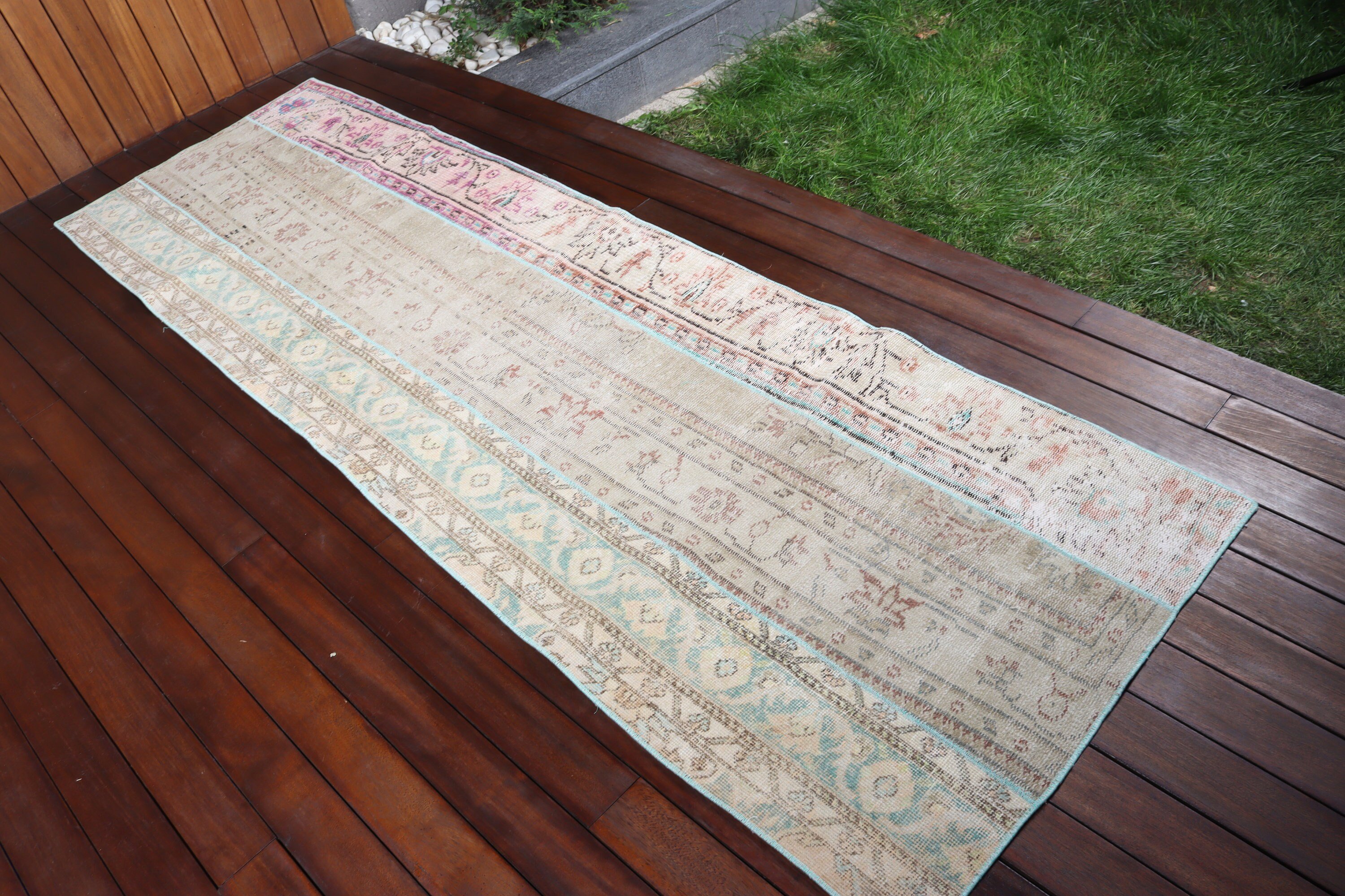 Oriental Rug, Brown Boho Rug, Rugs for Hallway, Turkish Rugs, Geometric Rug, 2.7x8.6 ft Runner Rug, Vintage Rugs, Stair Rugs, Hallway Rug