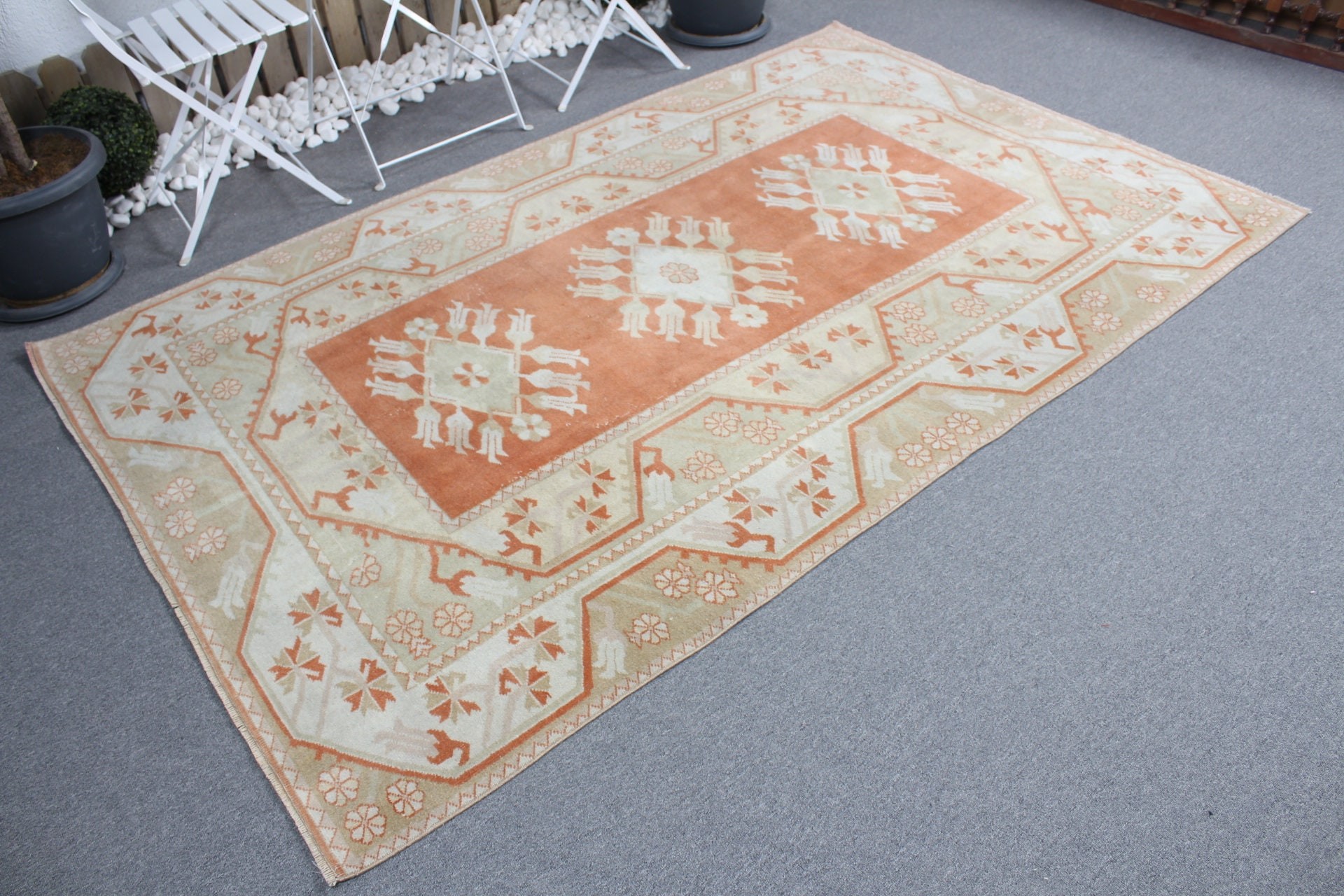 Beige Moroccan Rugs, Vintage Rugs, Boho Rug, Turkish Rug, Salon Rugs, Antique Rug, Home Decor Rug, Bedroom Rug, 5.1x7.9 ft Large Rugs