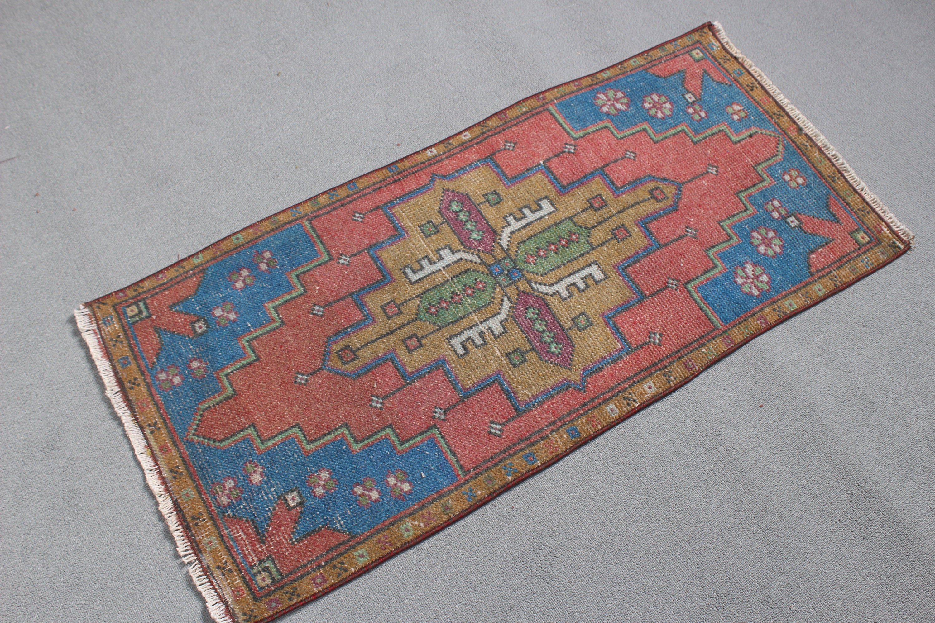 Lüks Halı, Küçük Boho Halı, Vintage Halılar, Kırmızı Soğuk Halı, Ev İçin Hediye Halı, 1.6x3.6 ft Küçük Halı, Türk Halıları, Havalı Halılar, Banyo Halısı