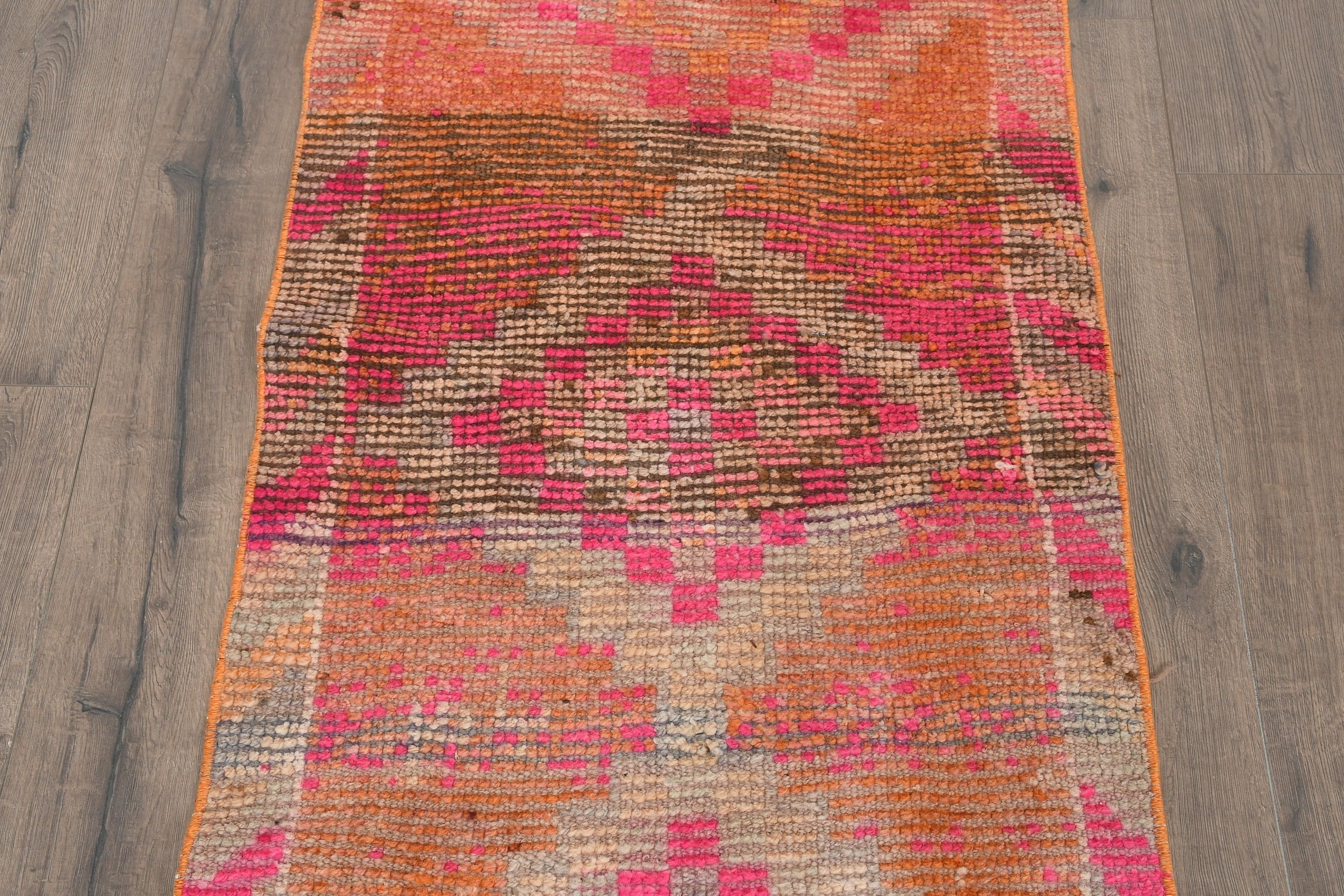 Corridor Rug, Turkish Rug, Oushak Rug, Vintage Rug, Rugs for Kitchen, Orange Oriental Rug, Pale Rugs, Oriental Rug, 2.4x11.5 ft Runner Rug