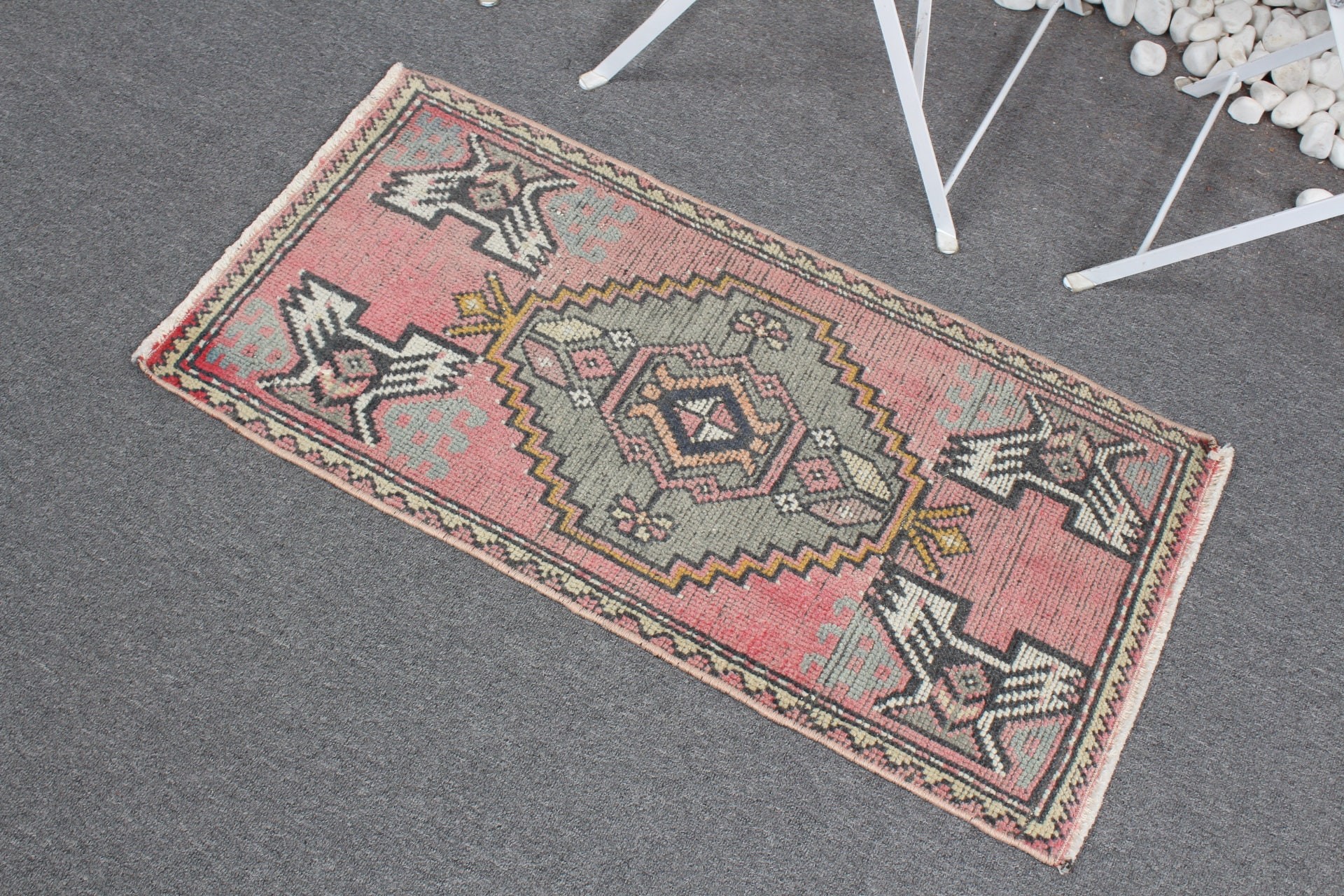 Bath Rug, Cool Rug, Home Decor Rug, Old Rug, Car Mat Rugs, Rugs for Door Mat, Pink Wool Rug, Turkish Rug, 1.6x3.1 ft Small Rug, Vintage Rug