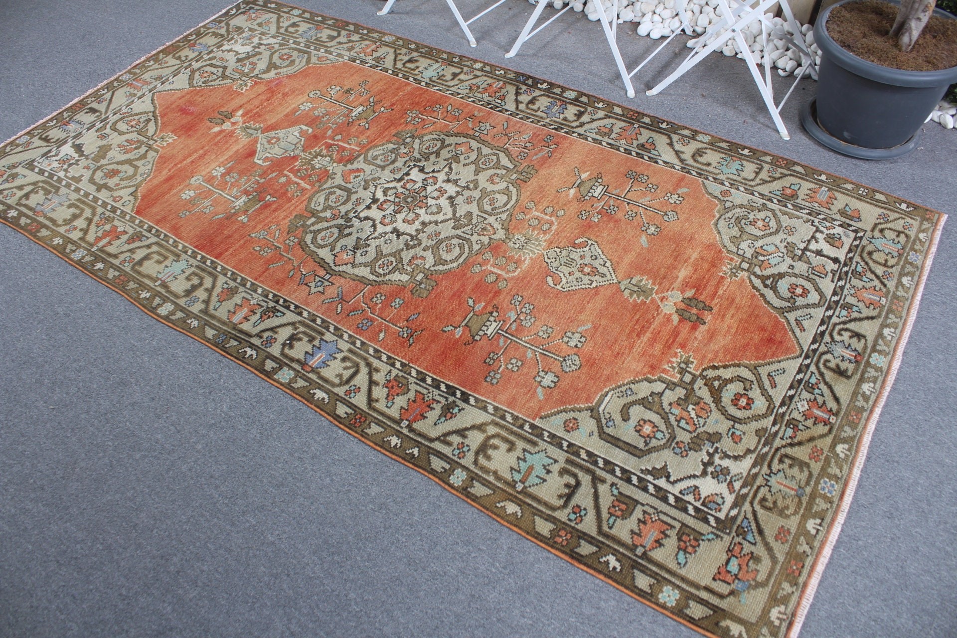 Floor Rug, Turkish Rug, Turkey Rug, Bedroom Rug, Red Home Decor Rug, Moroccan Rugs, 4.3x7.9 ft Area Rug, Vintage Rug, Rugs for Dining Room