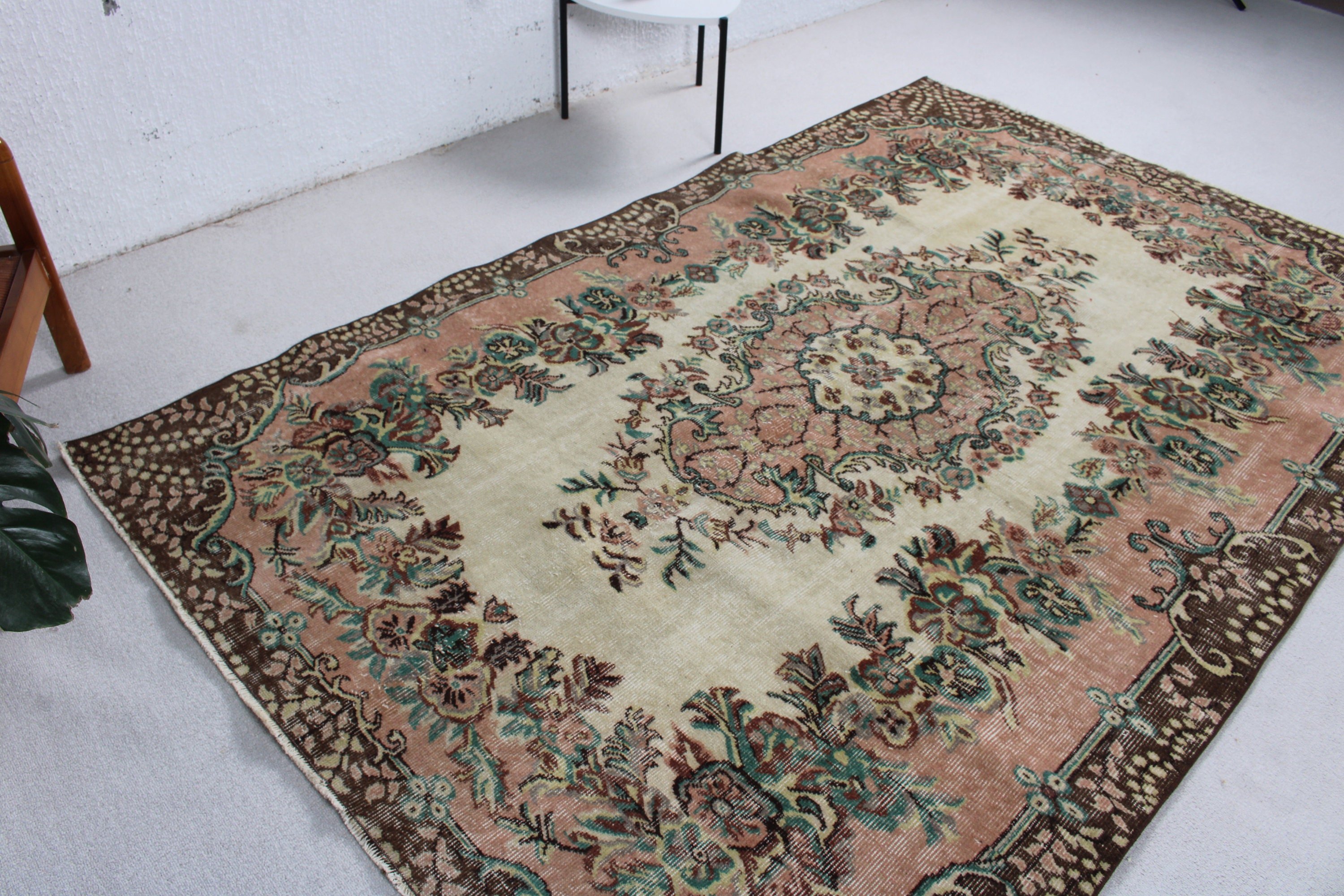 Büyük Oushak Halıları, Türk Halıları, Lüks Halılar, Büyük Vintage Halı, Turuncu Modern Halılar, 5,3x8,5 ft Büyük Halılar, Yün Halılar, Vintage Halı