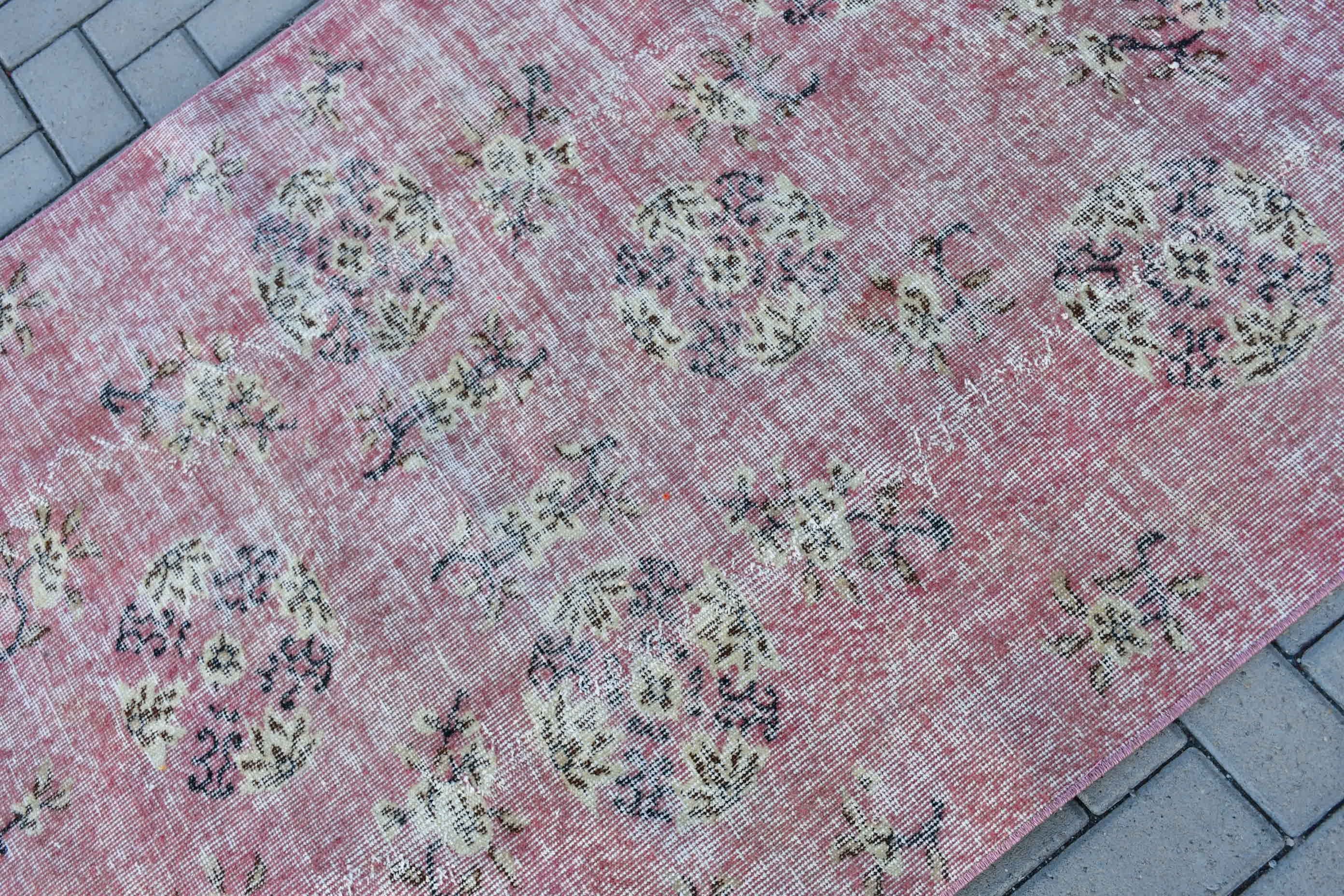 Floor Rug, Rugs for Kitchen, 3.8x5.6 ft Accent Rug, Home Decor Rug, Kitchen Rug, Pink Oushak Rug, Vintage Rug, Entry Rugs, Turkish Rug