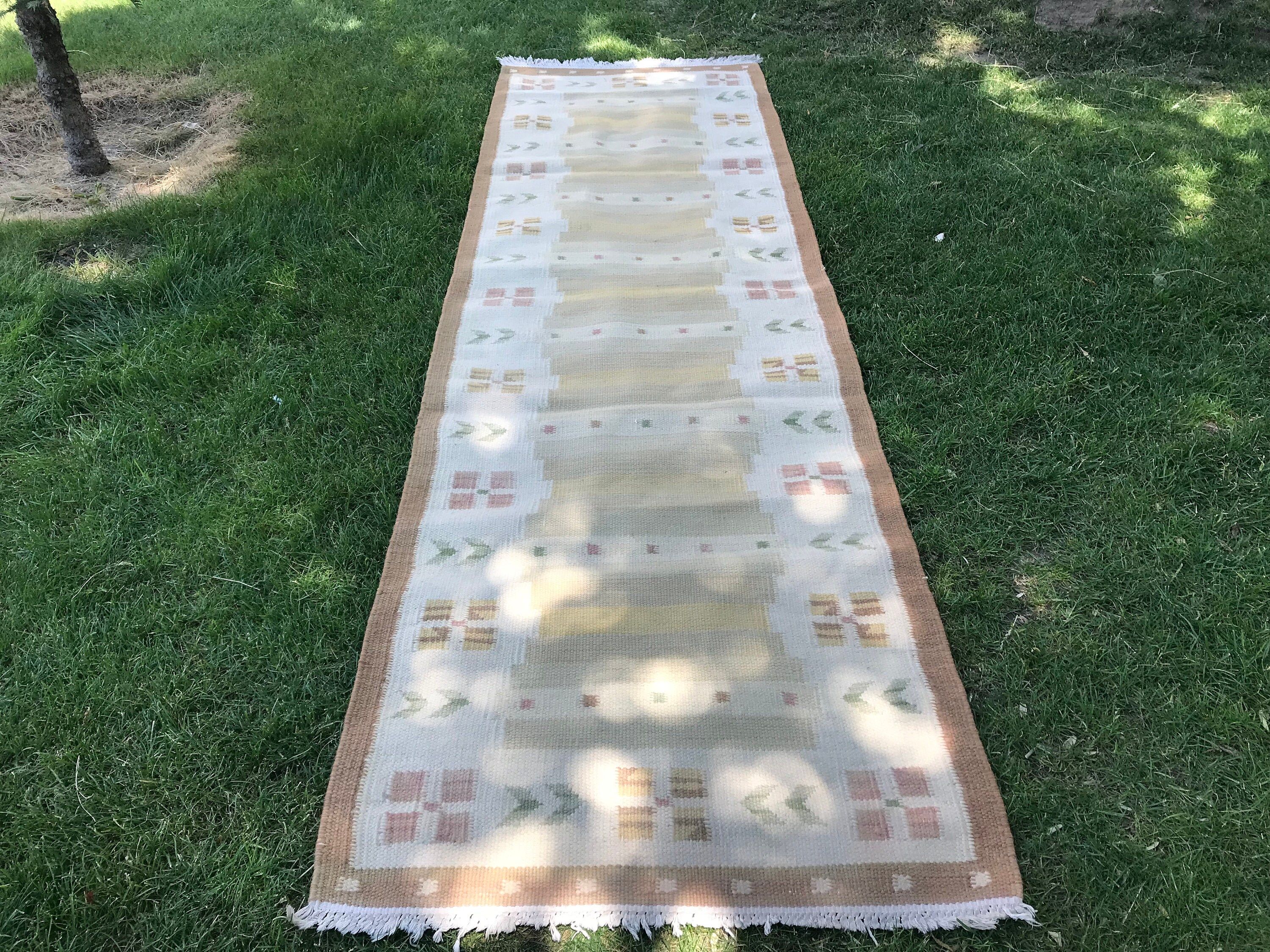 Corridor Rugs, Pastel Rug, 2.7x9.1 ft Runner Rug, Wool Rug, Floor Rug, Turkish Rug, Beige Floor Rugs, Rugs for Hallway, Vintage Rug