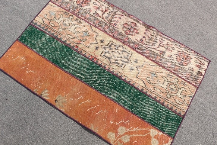 Custom Rug, Vintage Rug, 2.5x3.6 ft Small Rugs, Turkish Rugs, Door Mat Rugs, Oriental Rugs, Antique Rugs, Orange Oushak Rug, Nursery Rug
