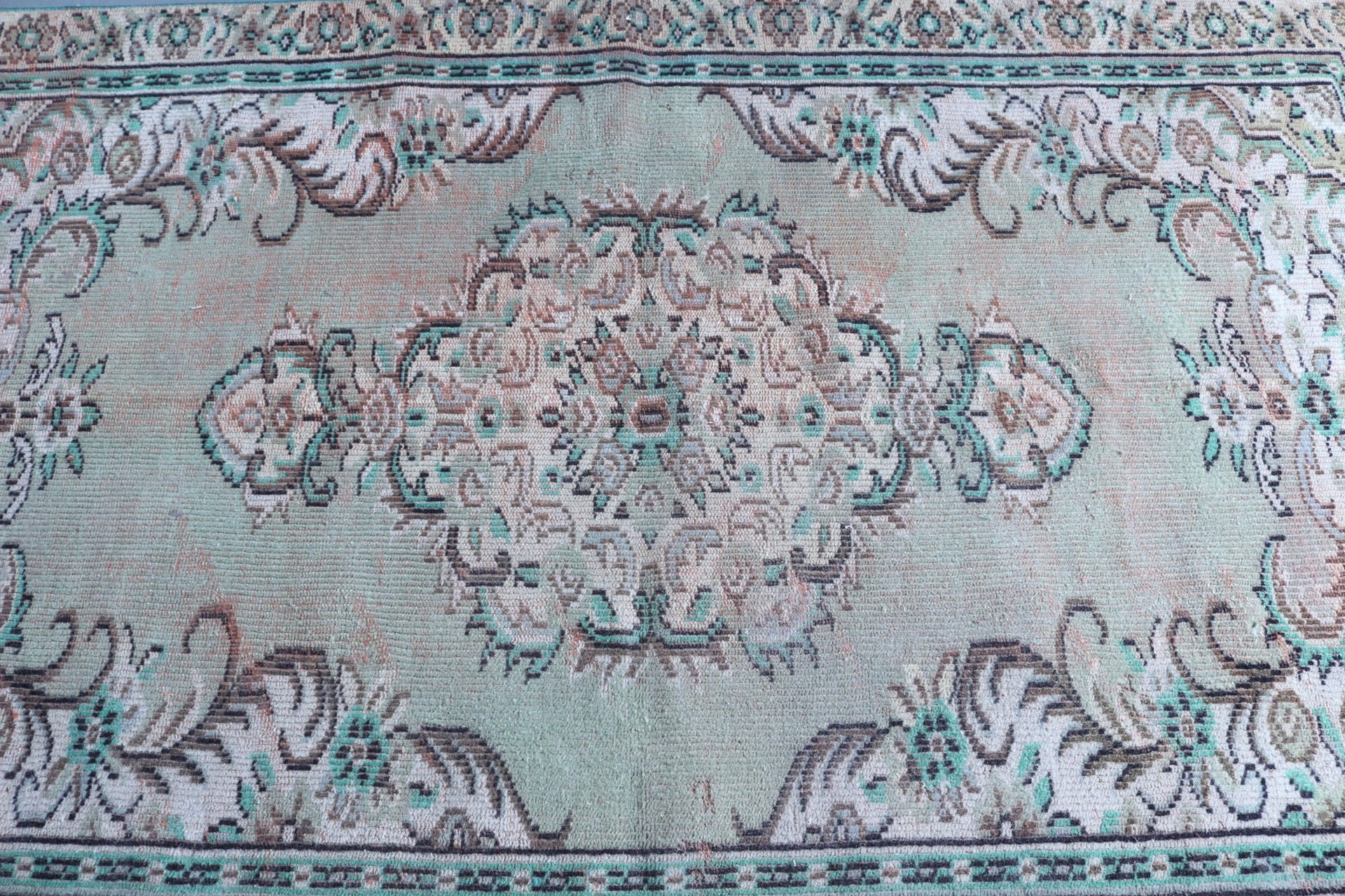 4.3x7.6 ft Area Rugs, Pale Rug, Kitchen Rugs, Rugs for Nursery, Green Bedroom Rug, Turkish Rug, Vintage Rug, Home Decor Rug