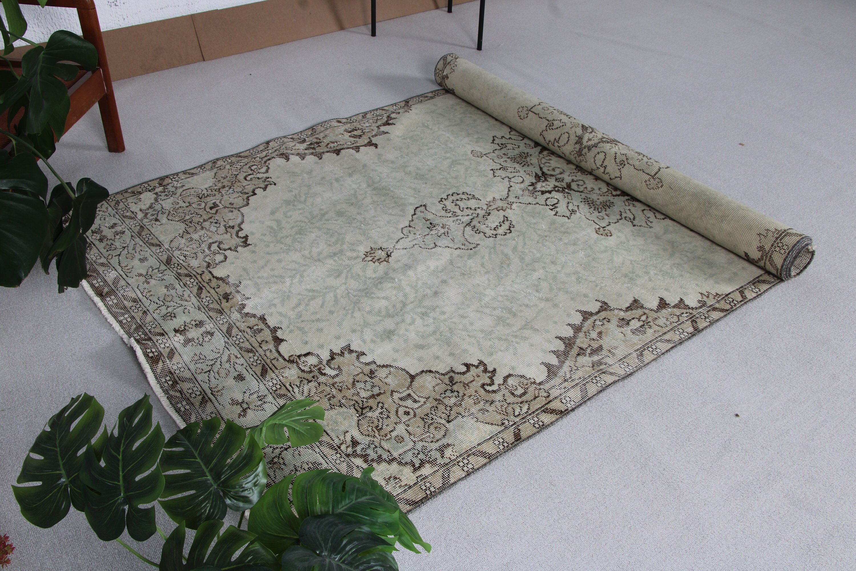 Geometrik Halı, Yatak Odası Halısı, Oturma Odası Halısı, 4.7x9.7 ft Büyük Halılar, Vintage Halılar, Aztek Halısı, Türk Halısı, Kahverengi Fas Halısı, Fas Halıları