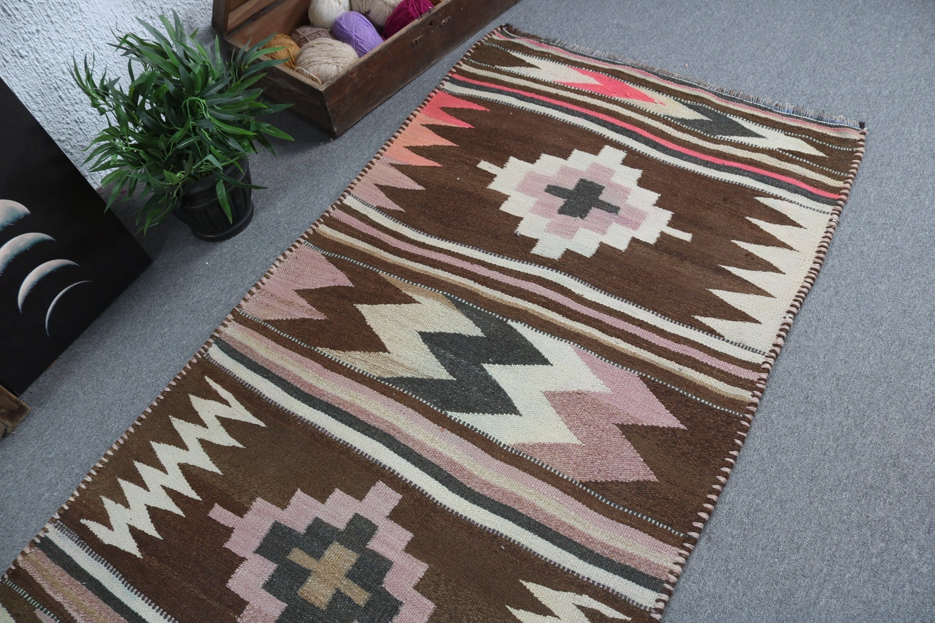 Uzun Yolluk Halıları, 3.2x9.8 ft Yolluk Halısı, Kilim, Ev Dekorasyonu Halısı, Koridor Halısı, Modern Halı, Kahverengi Nötr Halı, Vintage Halılar, Türk Halıları