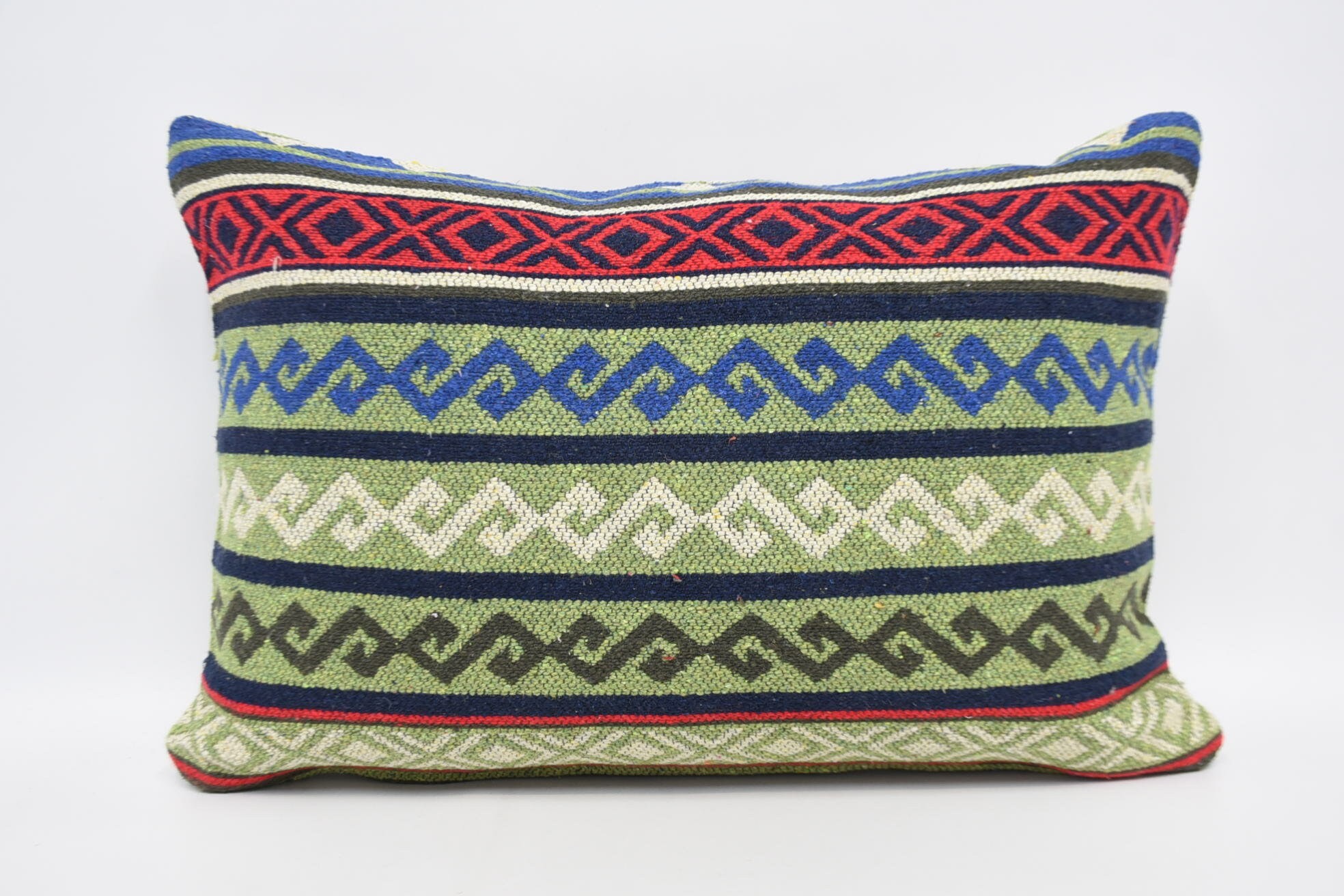 Natural Pillow, Kilim Pillow, 16"x24" Green Pillow Sham, Patio Cushion Cover, Neutral Cushion Cover, Throw Kilim Pillow, Boho Pillow