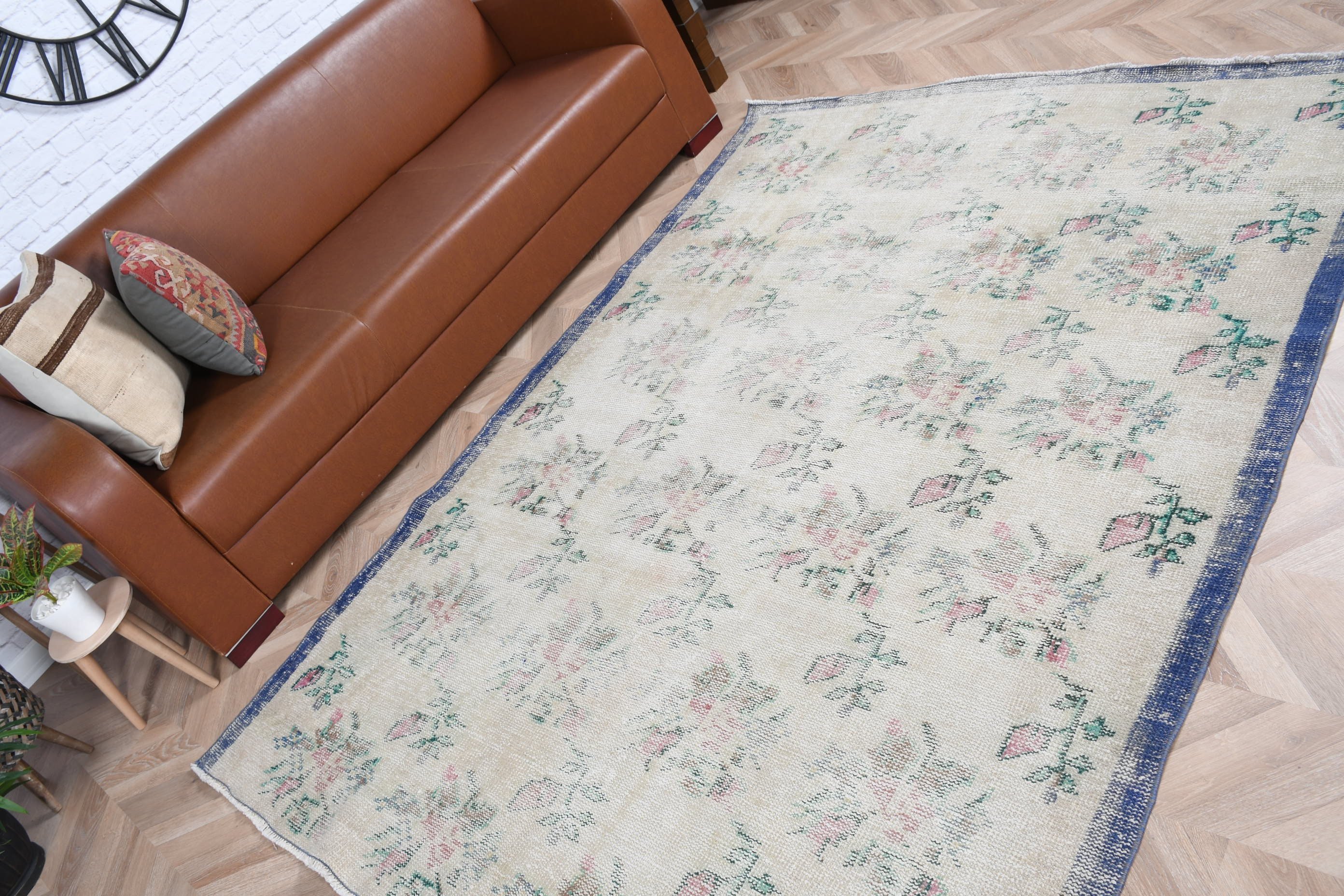 Floor Rugs, Cool Rugs, Indoor Rug, Living Room Rug, Beige Floor Rug, Rugs for Bedroom, Turkish Rug, Vintage Rug, 5.3x7.4 ft Area Rug