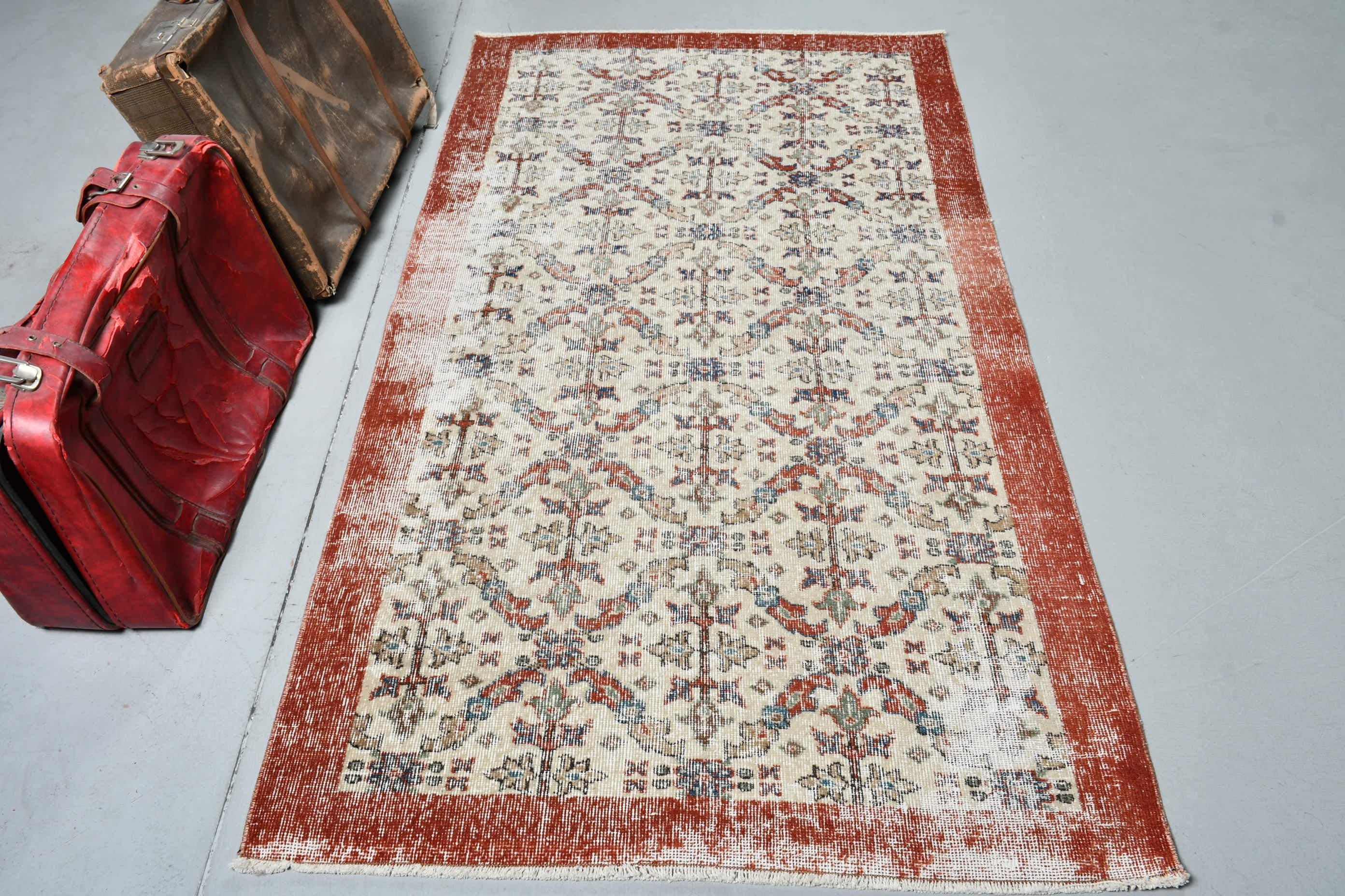 Entry Rugs, Moroccan Rugs, Kitchen Rugs, Antique Rugs, 3.6x6.6 ft Accent Rugs, Beige Antique Rugs, Turkish Rug, Flatweave Rug, Vintage Rugs