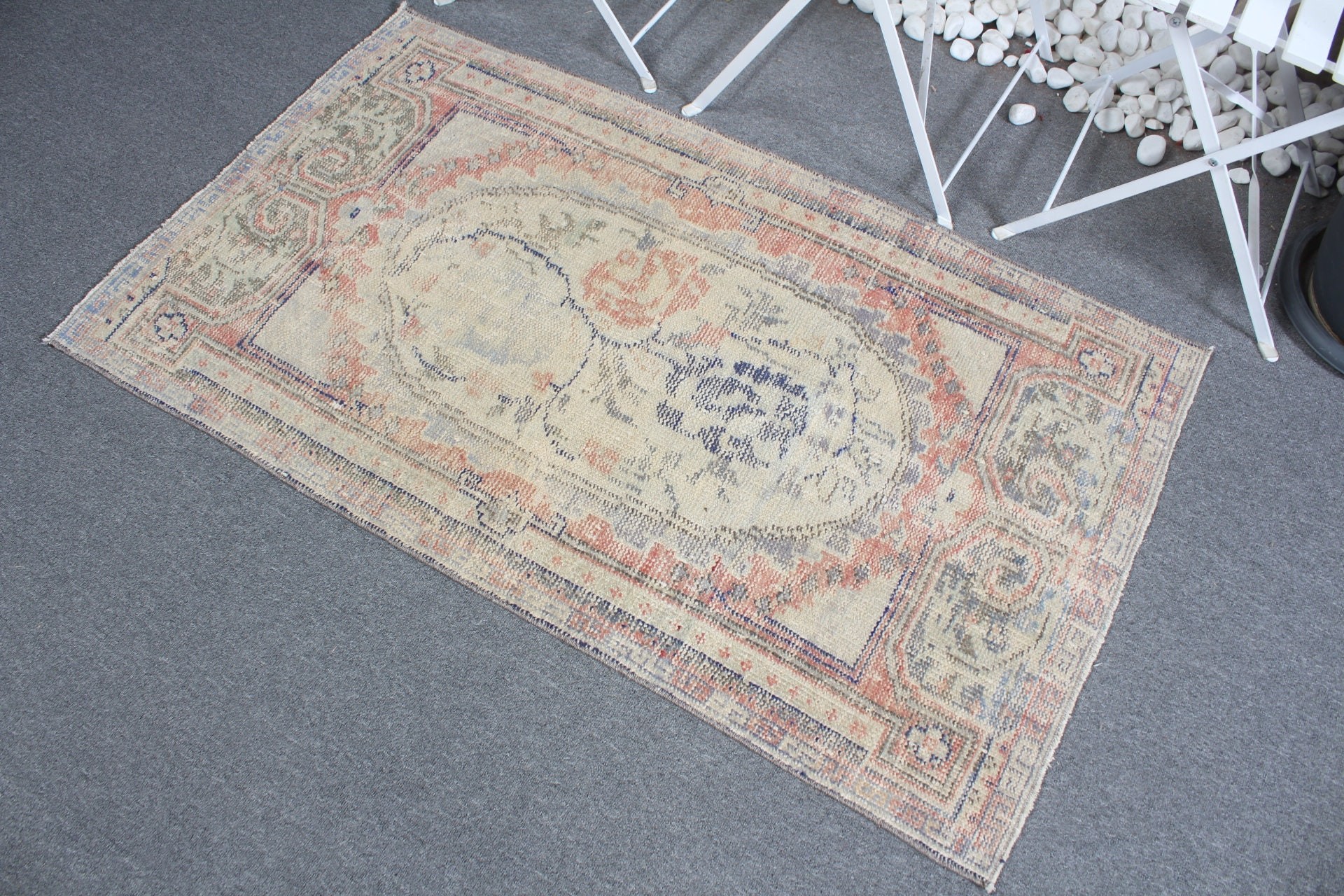 2.6x4.5 ft Small Rug, Bath Rug, Dorm Rug, Vintage Rug, Kitchen Rugs, Anatolian Rug, Antique Rug, Turkish Rugs, Orange Home Decor Rug