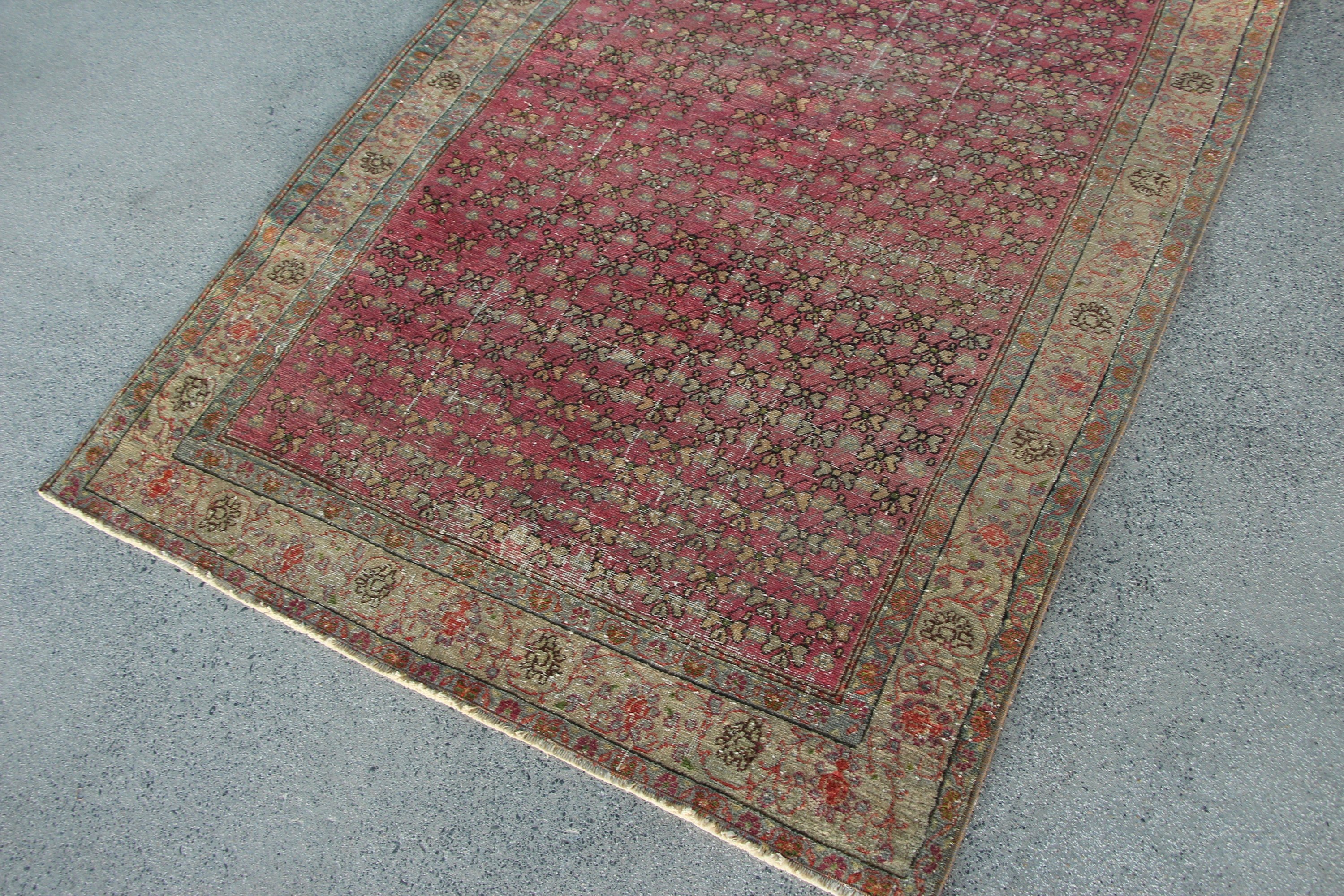 Pembe Anadolu Halısı, Vintage Halı, Çocuk Halısı, 3.9x5.9 ft Accent Halısı, Oushak Halısı, Giriş Halısı, Türk Halısı, Yatak Odası Halısı, Giriş Halıları