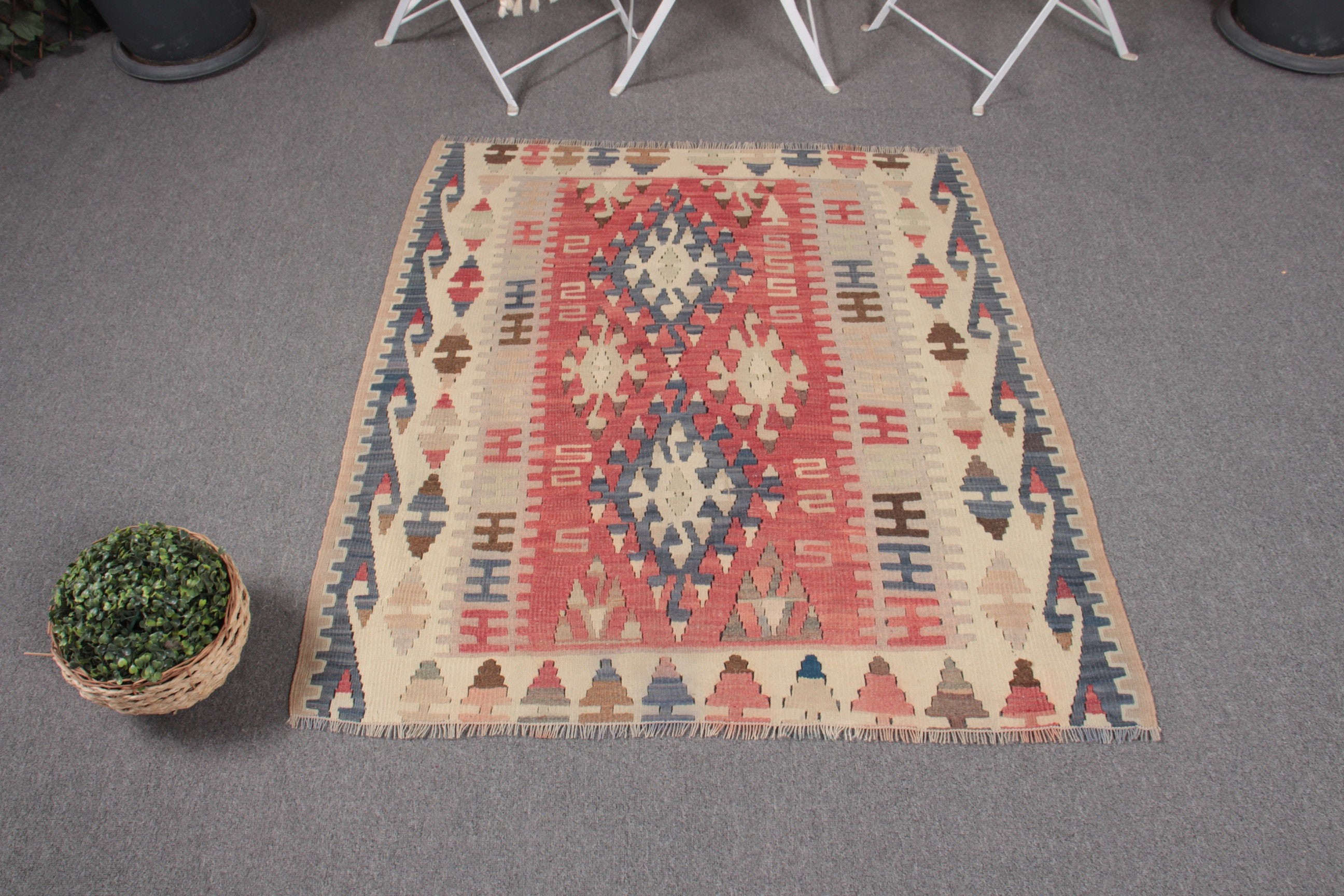 Yurt Halıları, Mavi Anadolu Halısı, 3.4x3.7 ft Küçük Halı, Kilim, Antika Halı, Araba Paspas Halıları, Vintage Halı, Türk Halısı, Banyo Halısı, Yatak Odası Halıları