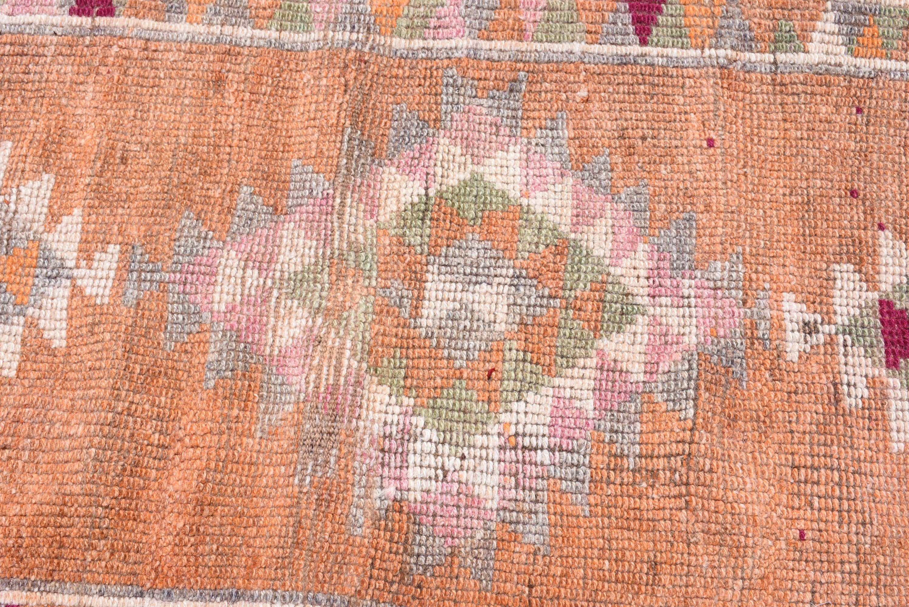 Organic Rugs, Kitchen Rugs, Anatolian Rugs, Corridor Rug, Turkish Rug, 2.5x11 ft Runner Rug, Orange Cool Rug, Vintage Rugs