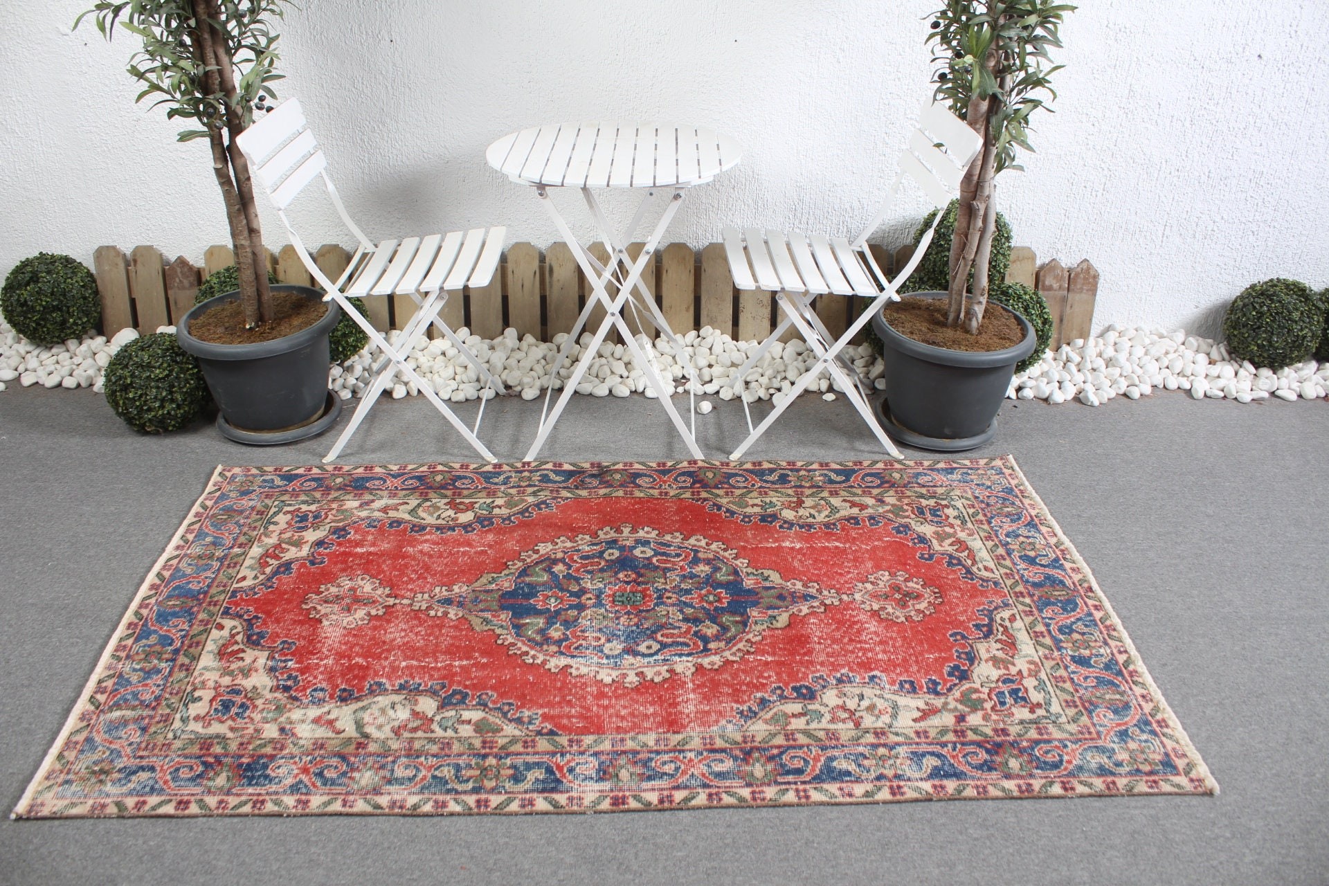 Kitchen Rug, Rugs for Kitchen, Turkish Rug, Pastel Rug, Red  3.6x6.5 ft Accent Rug, Moroccan Rug, Entry Rug, Vintage Rug