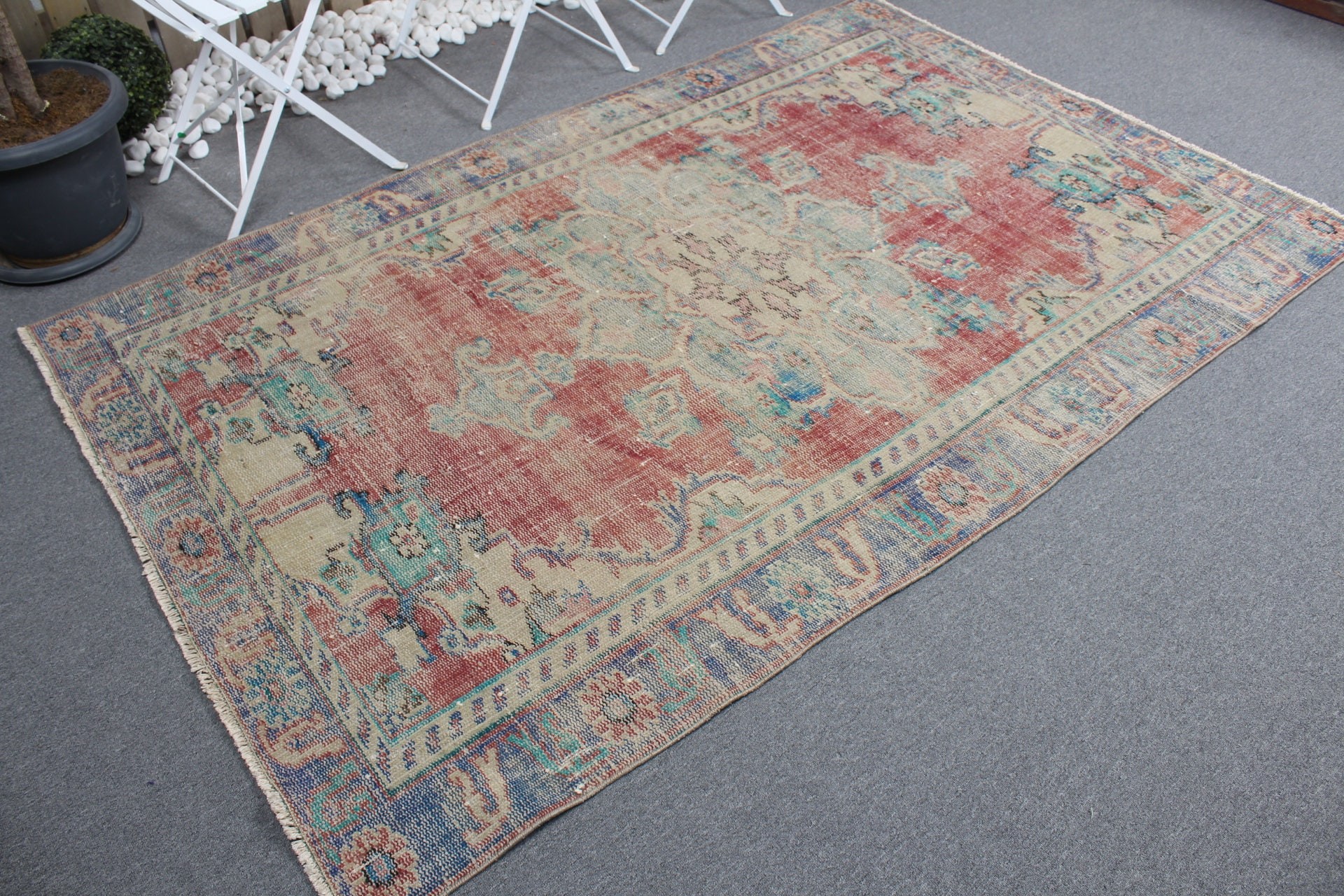 Rugs for Bedroom, 4.7x7.6 ft Area Rugs, Vintage Area Rug Rugs, Vintage Rug, Wool Rug, Turkish Rug, Red Moroccan Rug, Bright Rug, Floor Rugs