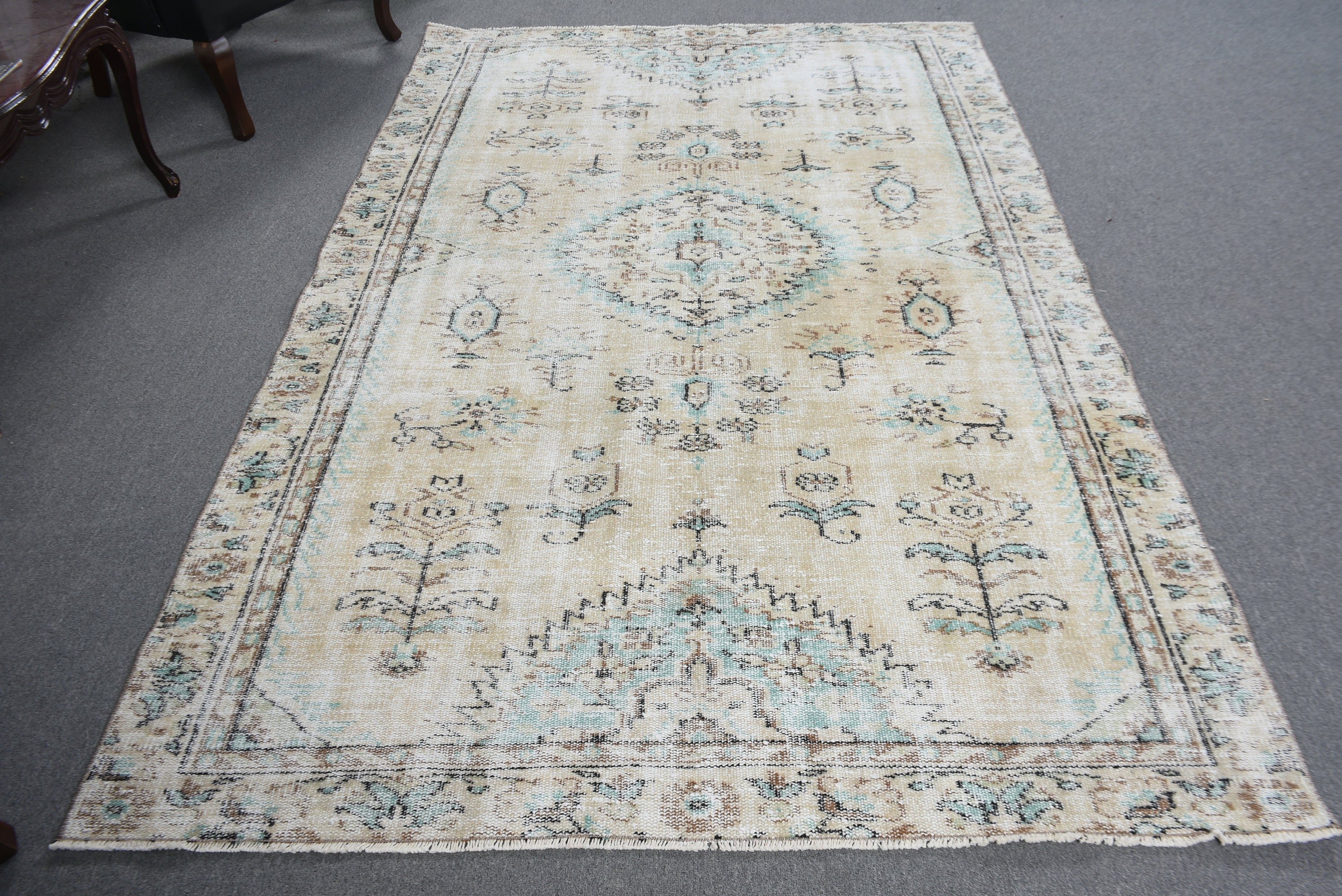 Vintage Halılar, Yatak Odası Halısı, 5,3x8,3 ft Büyük Halı, Büyük Boho Halısı, Beyaz Oryantal Halı, Aztek Halısı, Bildiri Halısı, Türk Halısı, Yemek Odası Halısı