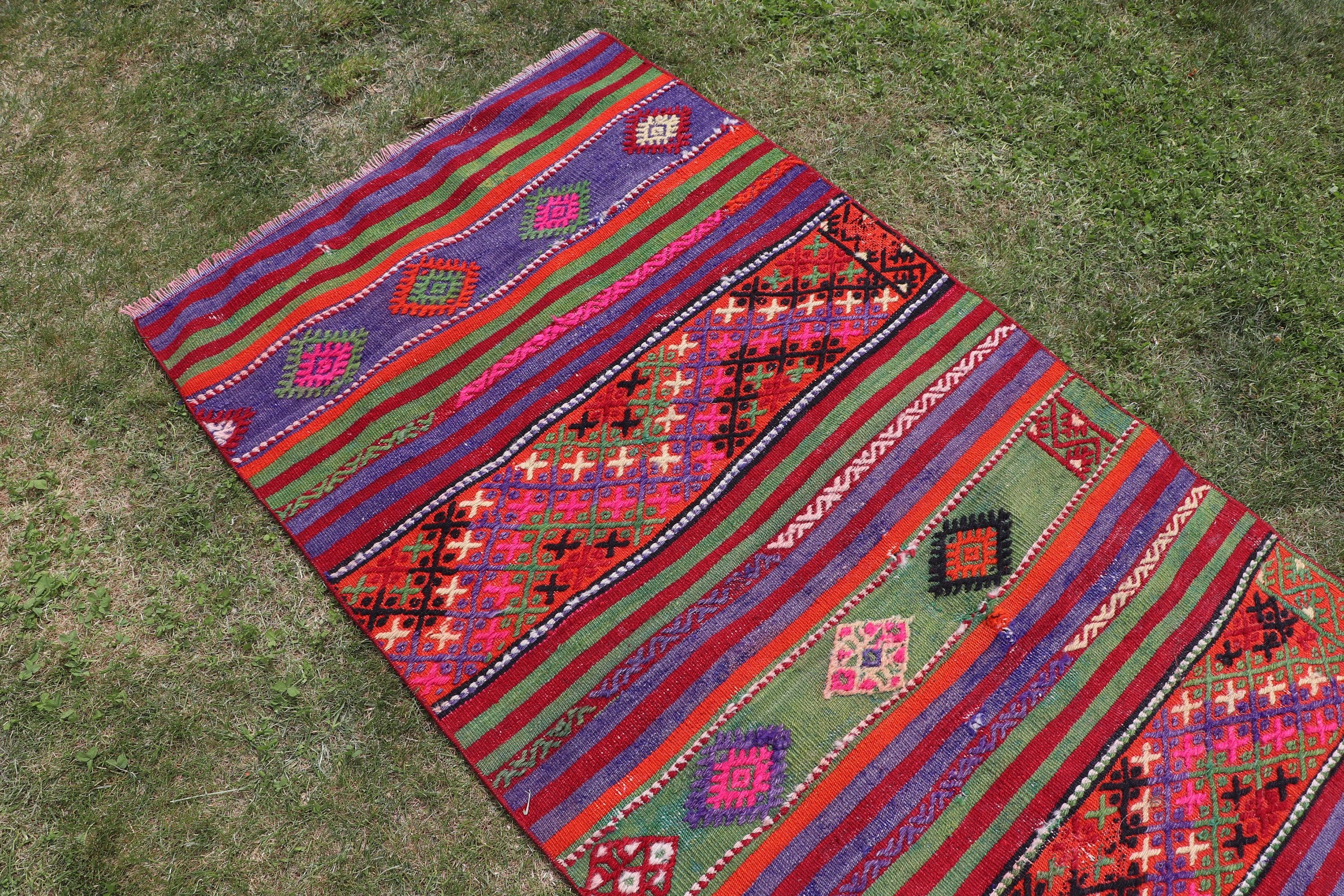 2.9x10.7 ft Runner Halılar, Vintage Halılar, Kilim, Beni Ourain Runner Halılar, Gökkuşağı Anadolu Halıları, Yatak Odası Halısı, Yün Halılar, Türk Halıları