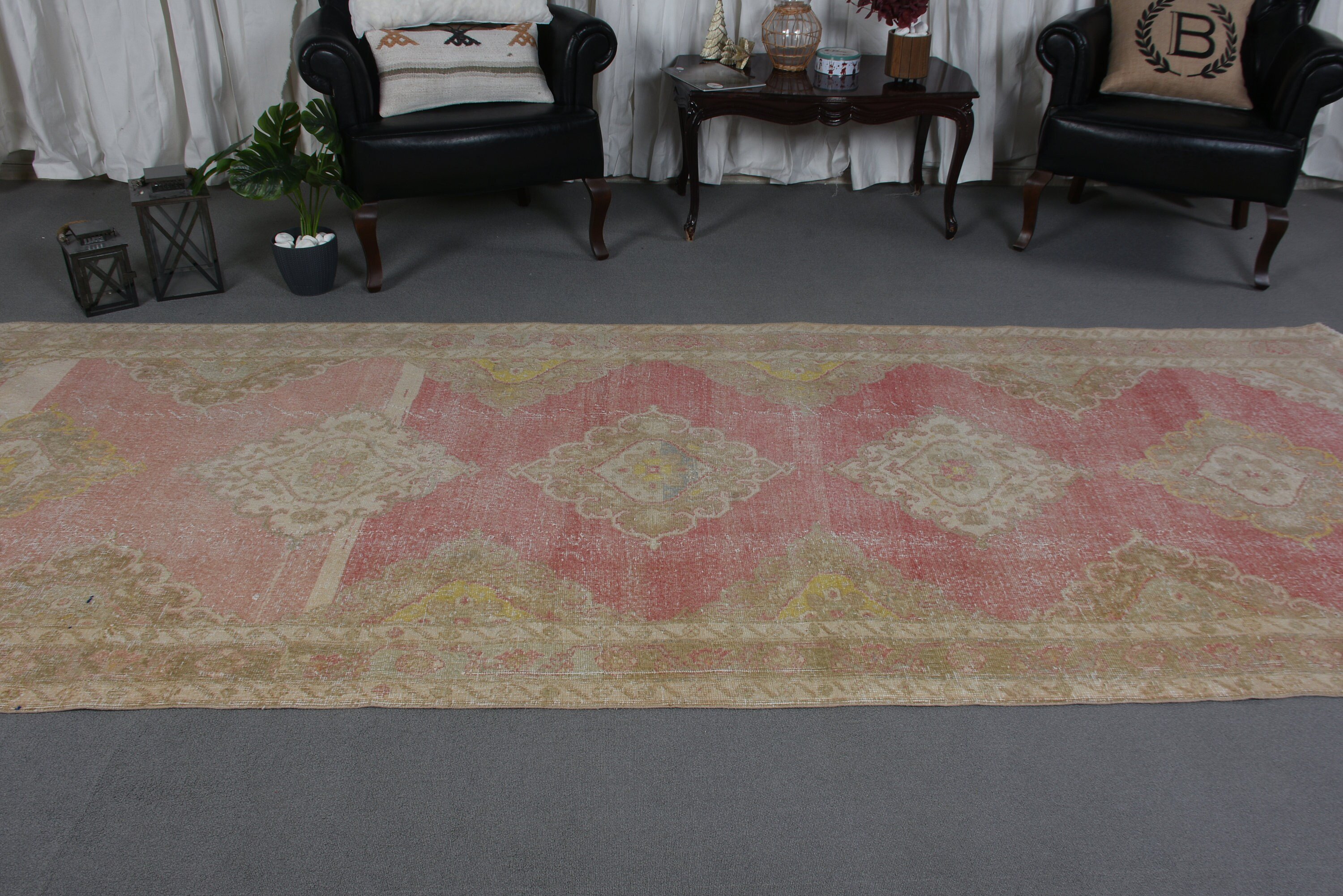 4.7x12.2 ft Runner Rugs, Statement Rug, Luxury Rug, Red Floor Rugs, Stair Rug, Kitchen Rugs, Rugs for Hallway, Turkish Rug, Vintage Rug