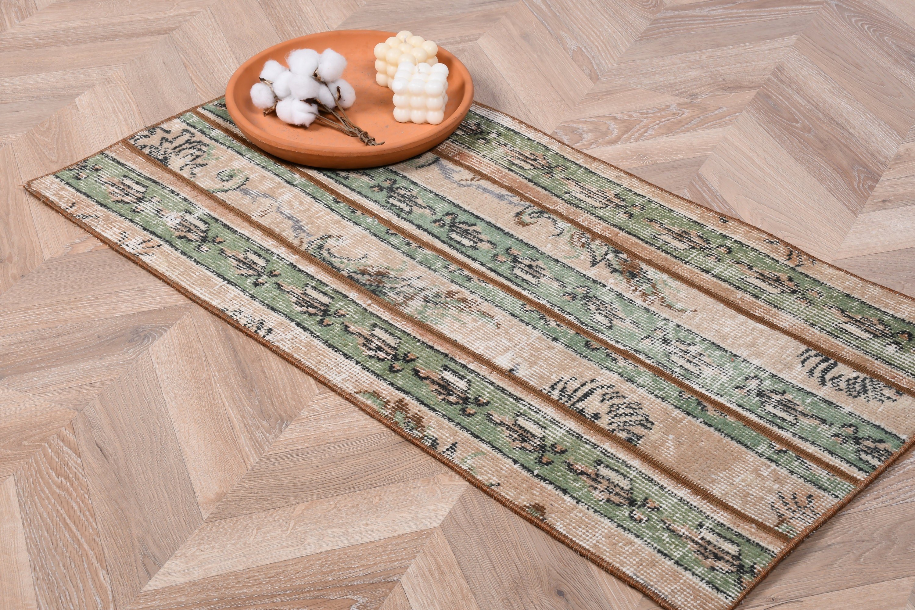 Oushak Rug, Rugs for Nursery, Vintage Rug, Car Mat Rug, Green Bedroom Rug, 1.7x3.2 ft Small Rug, Door Mat Rugs, Antique Rug, Turkish Rug