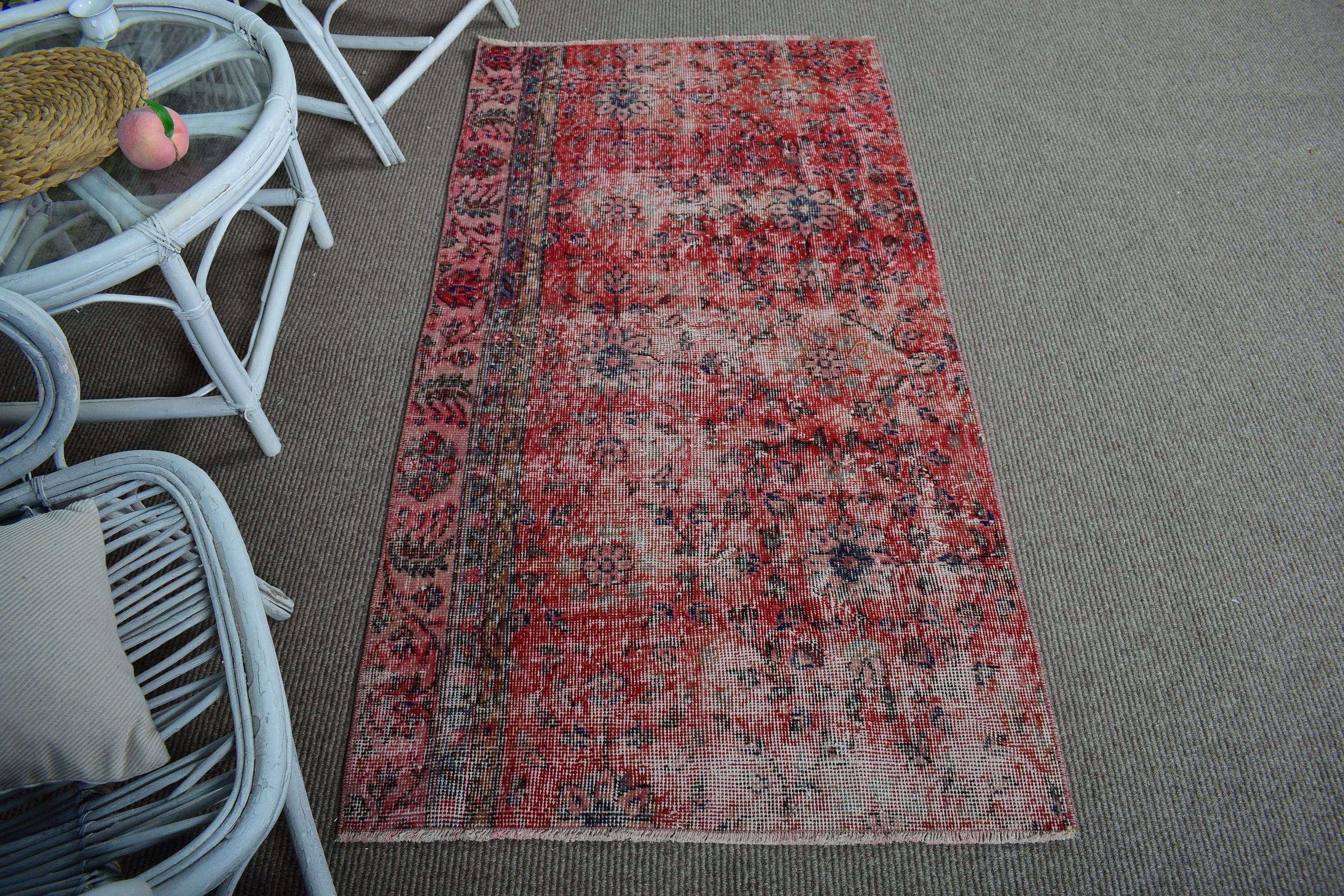 Red Moroccan Rug, Vintage Accent Rugs, Decorative Rugs, Vintage Rug, 2.8x5.6 ft Accent Rugs, Oushak Rugs, Turkish Rugs, Cool Rug, Boho Rug