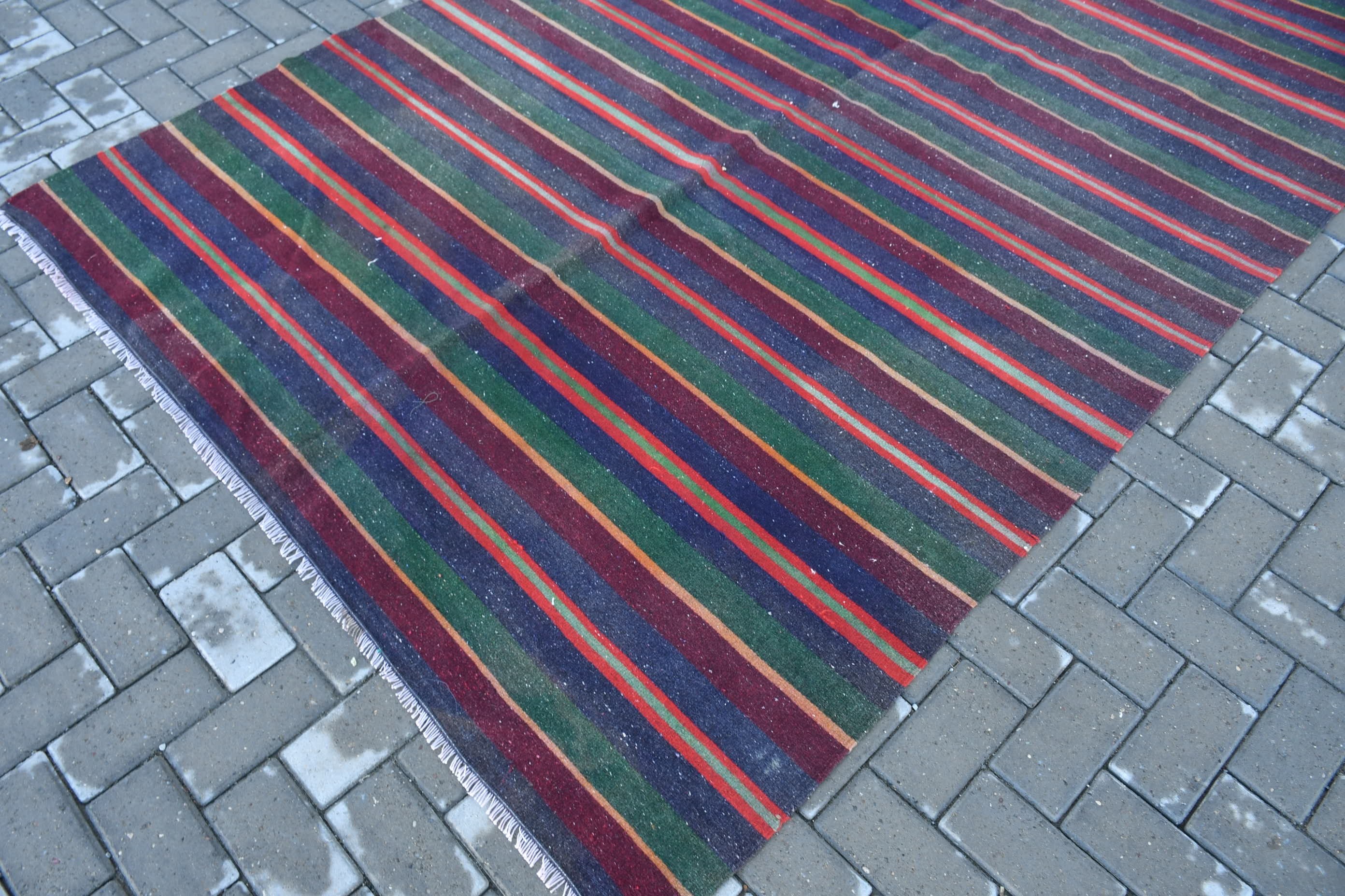 Salon Halısı, Yer Halısı, Mavi Yün Halılar, Vintage Dekor Halıları, Yatak Odası Halısı, Türk Halısı, Vintage Halı, Antika Halı, 5.7x8.7 ft Büyük Halılar, Kilim