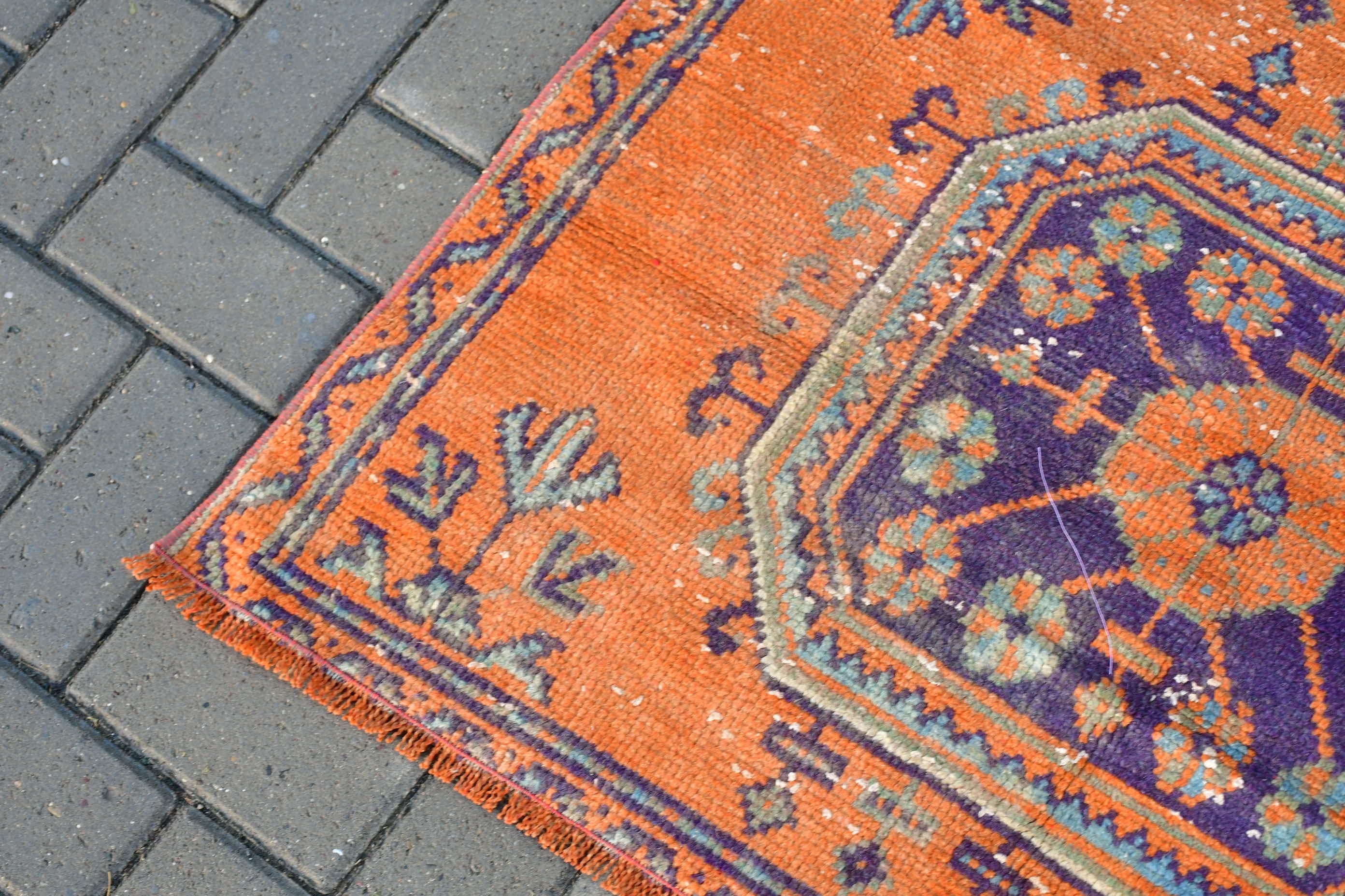 Orange Anatolian Rug, Vintage Rugs, Nursery Rug, Nomadic Rug, Bedroom Rugs, Turkish Rug, Home Decor Rug, 3.1x7.7 ft Accent Rug, Wool Rugs