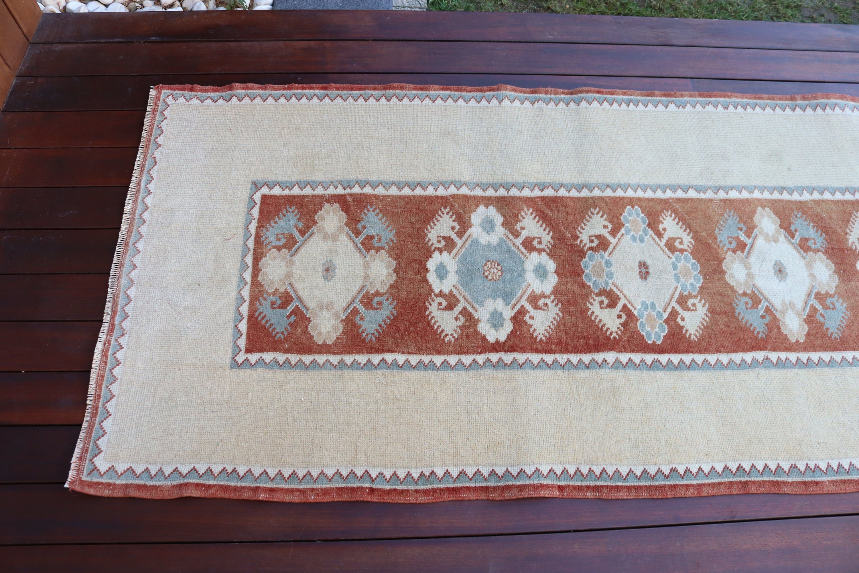 Vintage Halılar, Yer Halısı, Etnik Halılar, Düz Dokuma Halı, Türk Halıları, Koridor Halıları, Bej Antika Halılar, 2.8x9.8 ft Runner Halısı, Koridor Halısı