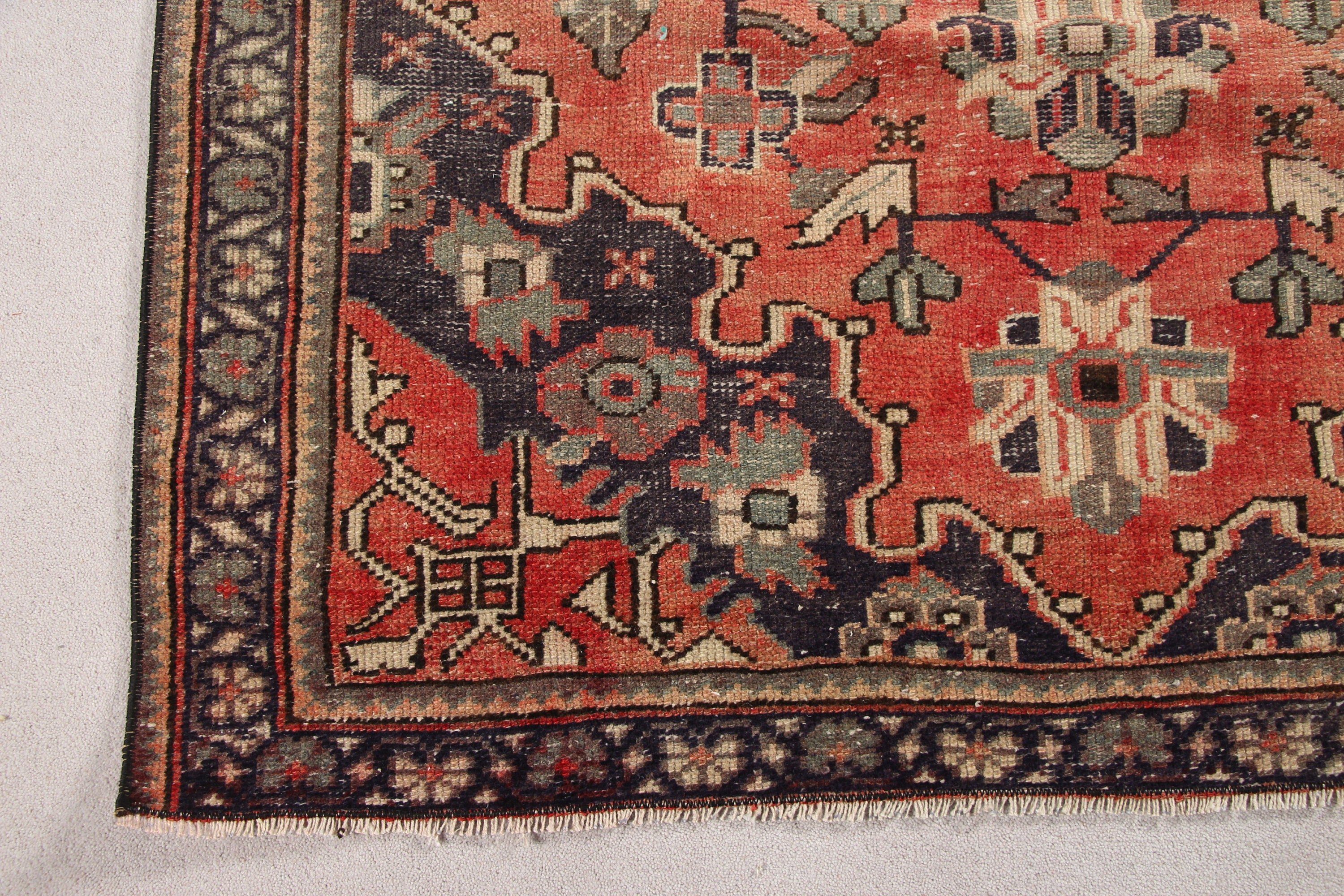 Oriental Rug, Living Room Rug, Orange Cool Rugs, Vintage Rug, Rugs for Kitchen, 4.1x6.2 ft Area Rug, Bedroom Rug, Floor Rug, Turkish Rug