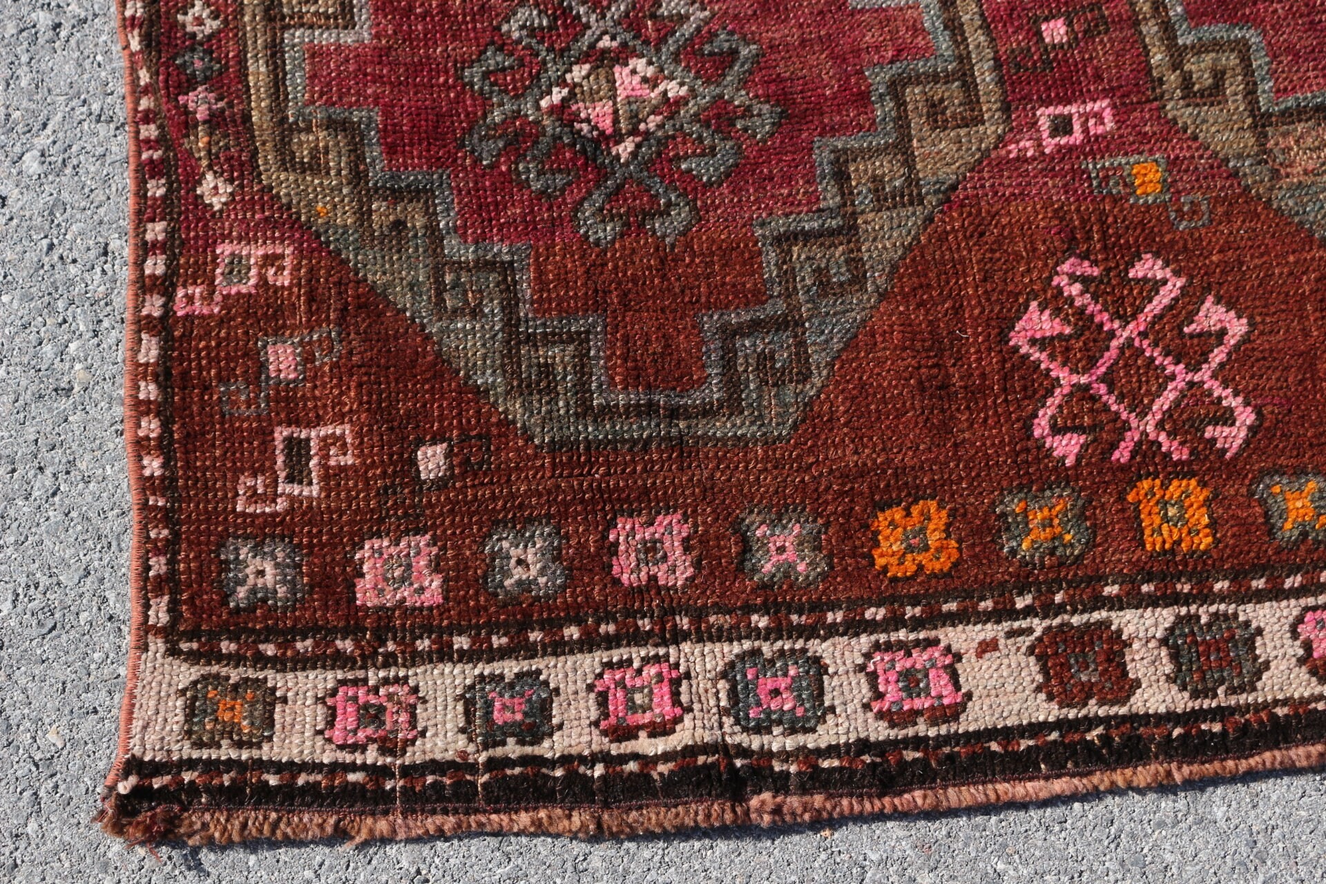 Ev Dekor Halısı, Sevimli Halı, Türk Halısı, Vintage Halı, Mutfak Halısı, Kahverengi 3.9x13.5 ft Runner Halı, Mutfak Halıları