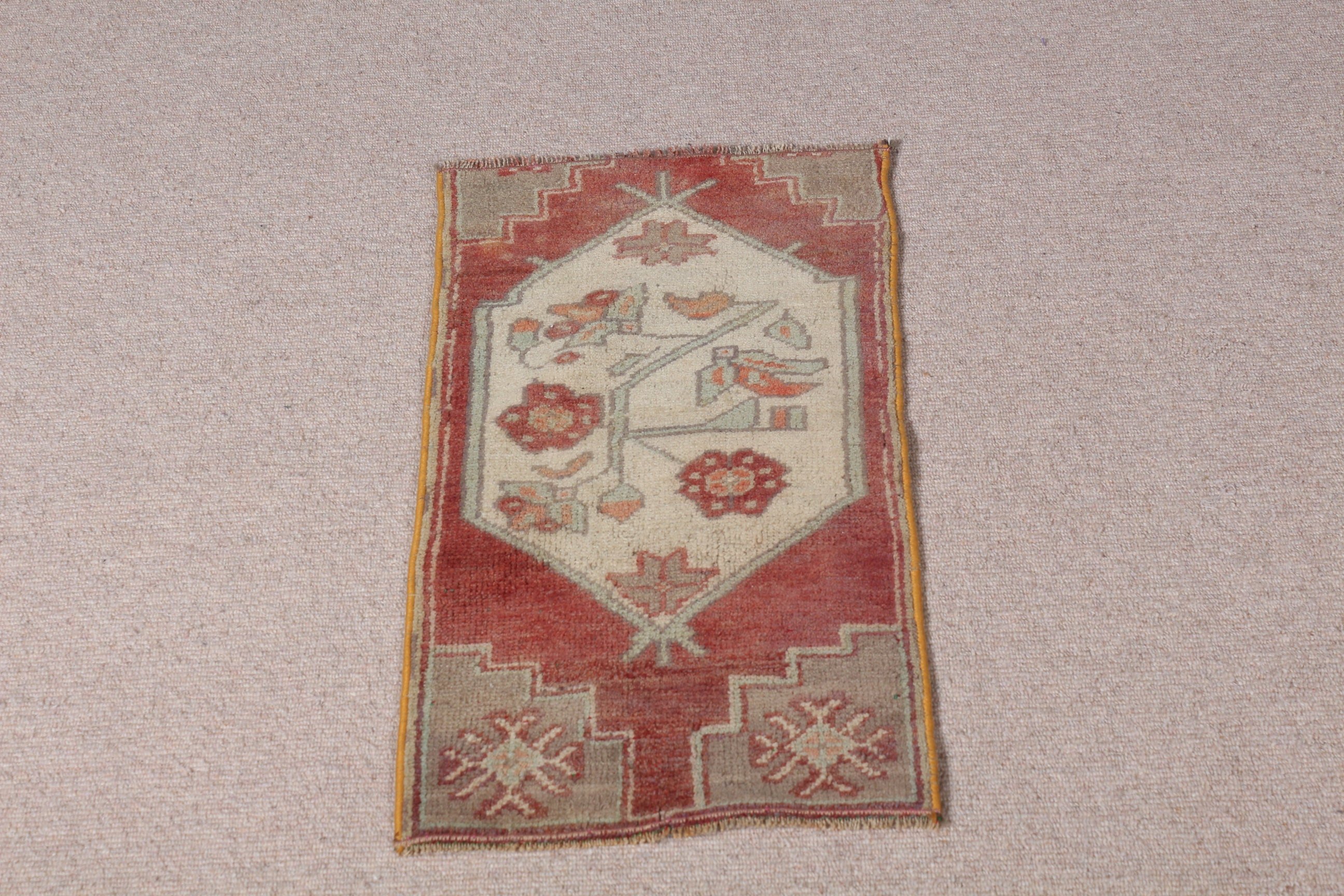 Türk Halısı, Vintage Halılar, Anadolu Halısı, Kırmızı Oryantal Halılar, Ev Dekorasyonu Halıları, Mutfak Halısı, 1.2x2.3 ft Küçük Halı, Eski Halı, Duvara Asılı Halılar