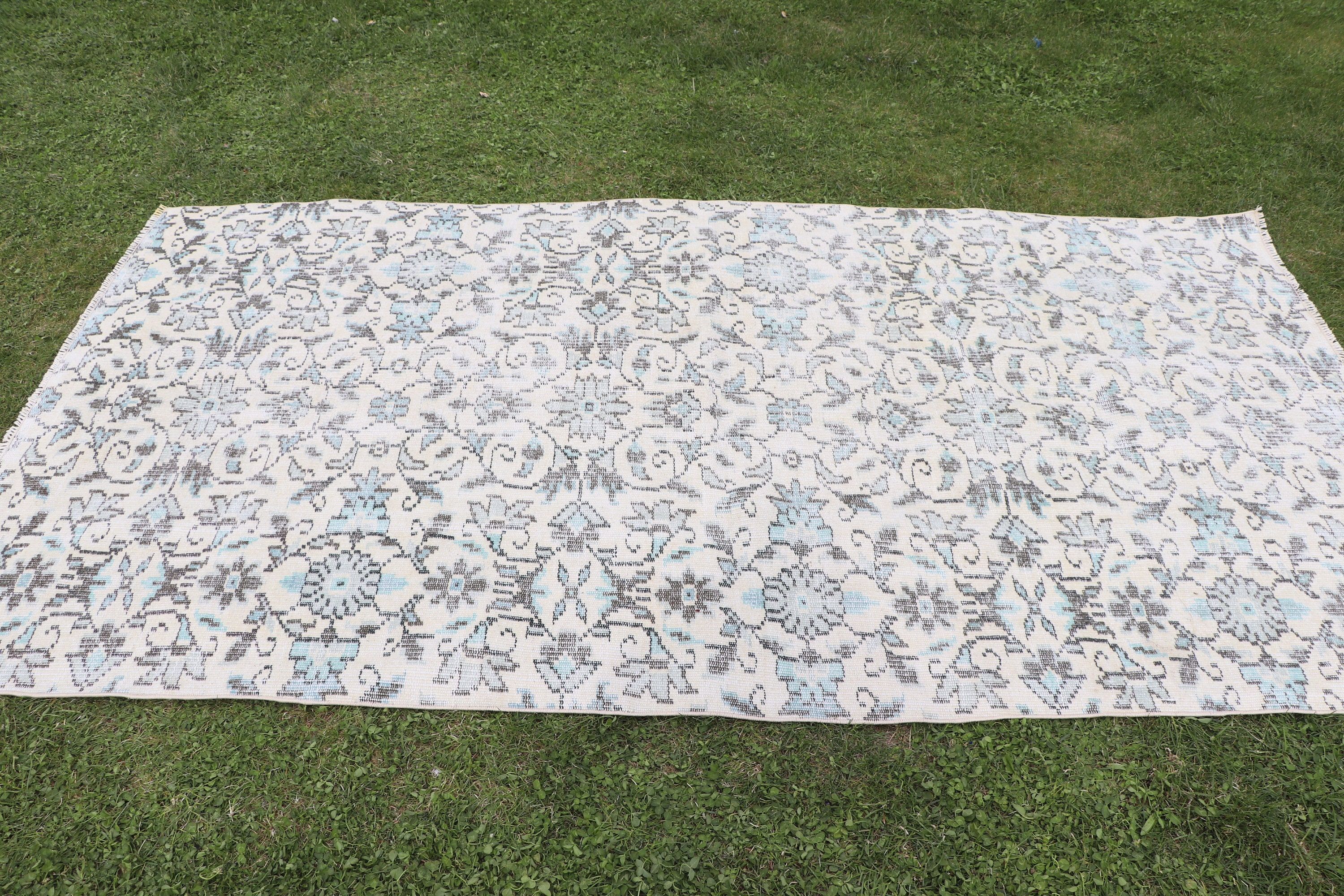 Oushak Bölge Halısı, 4,2x8,1 ft Alan Halıları, Oryantal Halı, Yer Halıları, Bej Oushak Halıları, Vintage Halılar, Boho Halıları, Türk Halıları, Yemek Odası Halıları