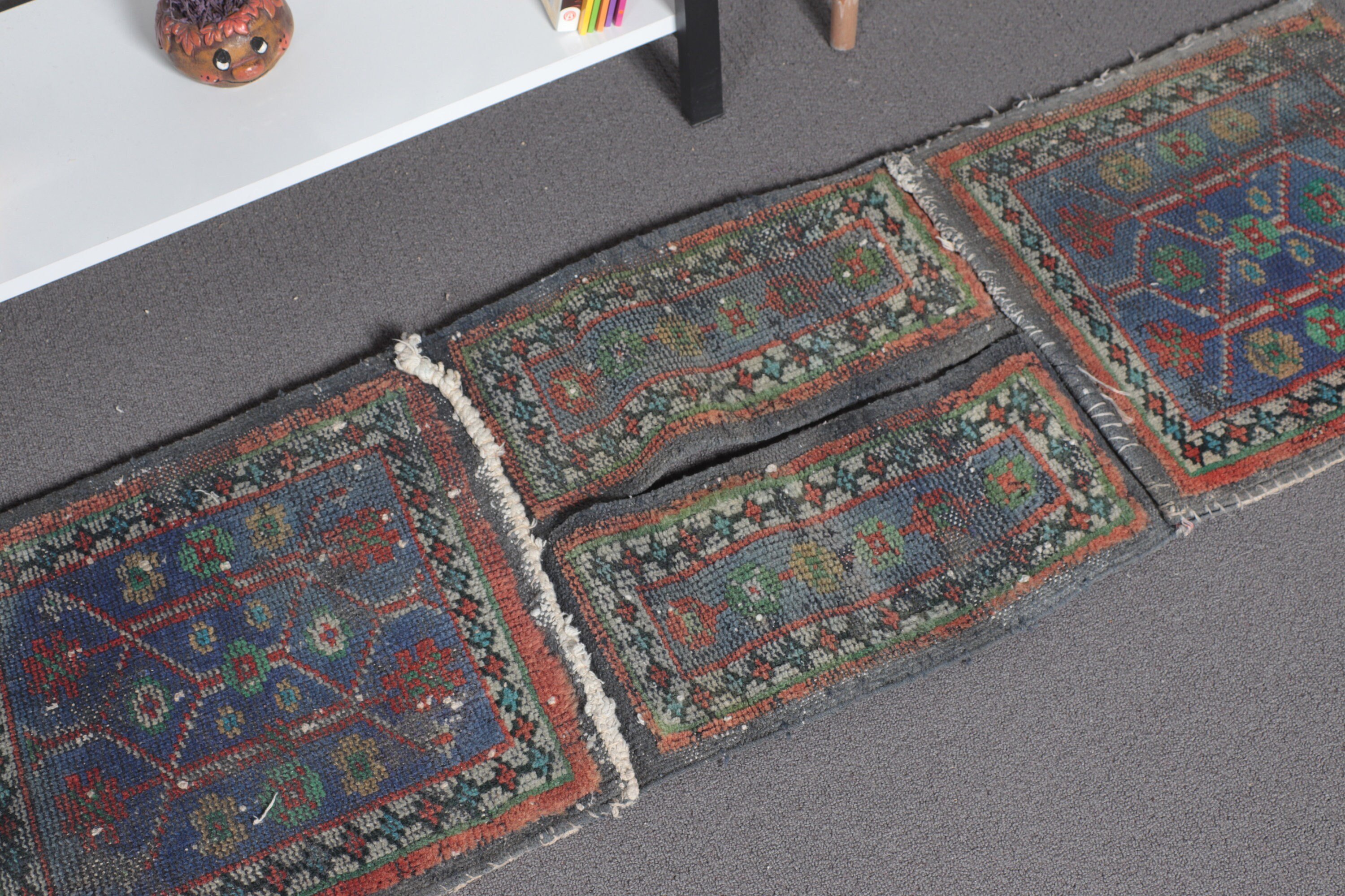 Vintage Rug, Boho Rugs, Turkish Rugs, Wall Hanging Rug, Home Decor Rug, Bedroom Rug, Blue Floor Rugs, 1.4x4.2 ft Small Rug, Handwoven Rugs