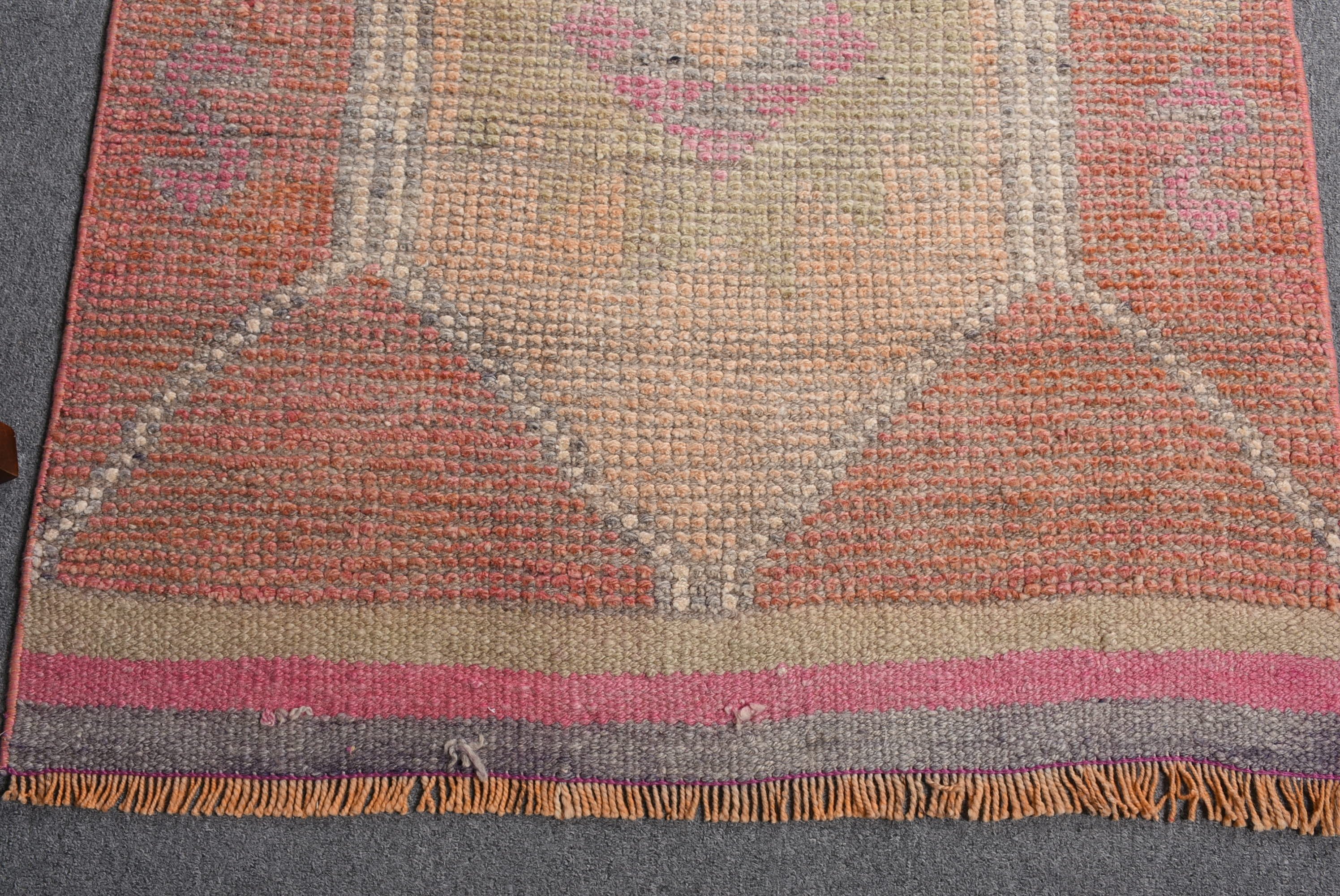 Moroccan Rug, Vintage Rug, 3x9.8 ft Runner Rugs, Bedroom Rugs, Turkish Rug, Rugs for Kitchen, Pink Cool Rug, Kitchen Rug, Wedding Rug