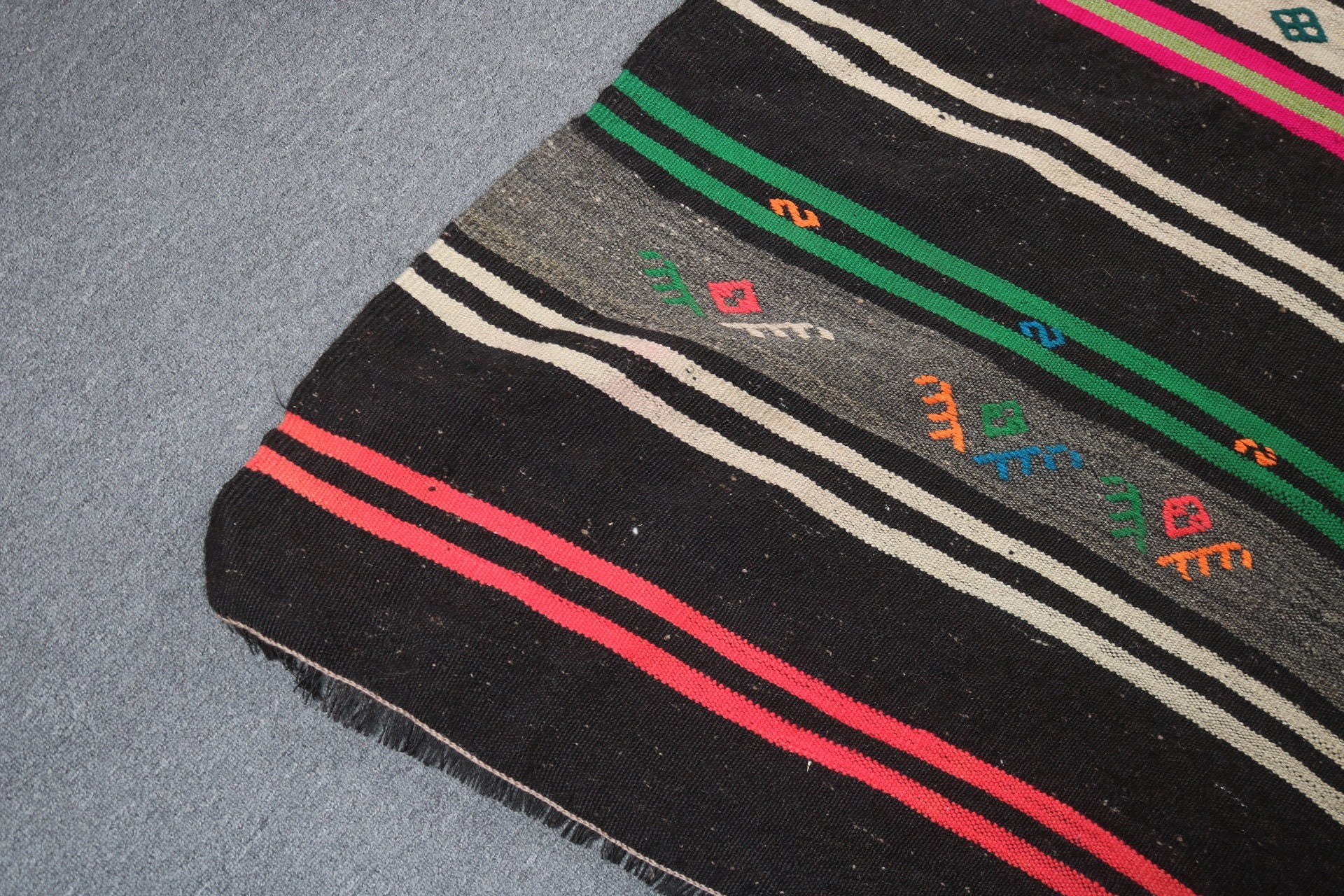 Bedroom Rug, Saloon Rugs, 7.3x12 ft Oversize Rug, Vintage Rug, Kilim, Black Antique Rug, Oversize Turkish Rug, Oriental Rug, Turkish Rugs