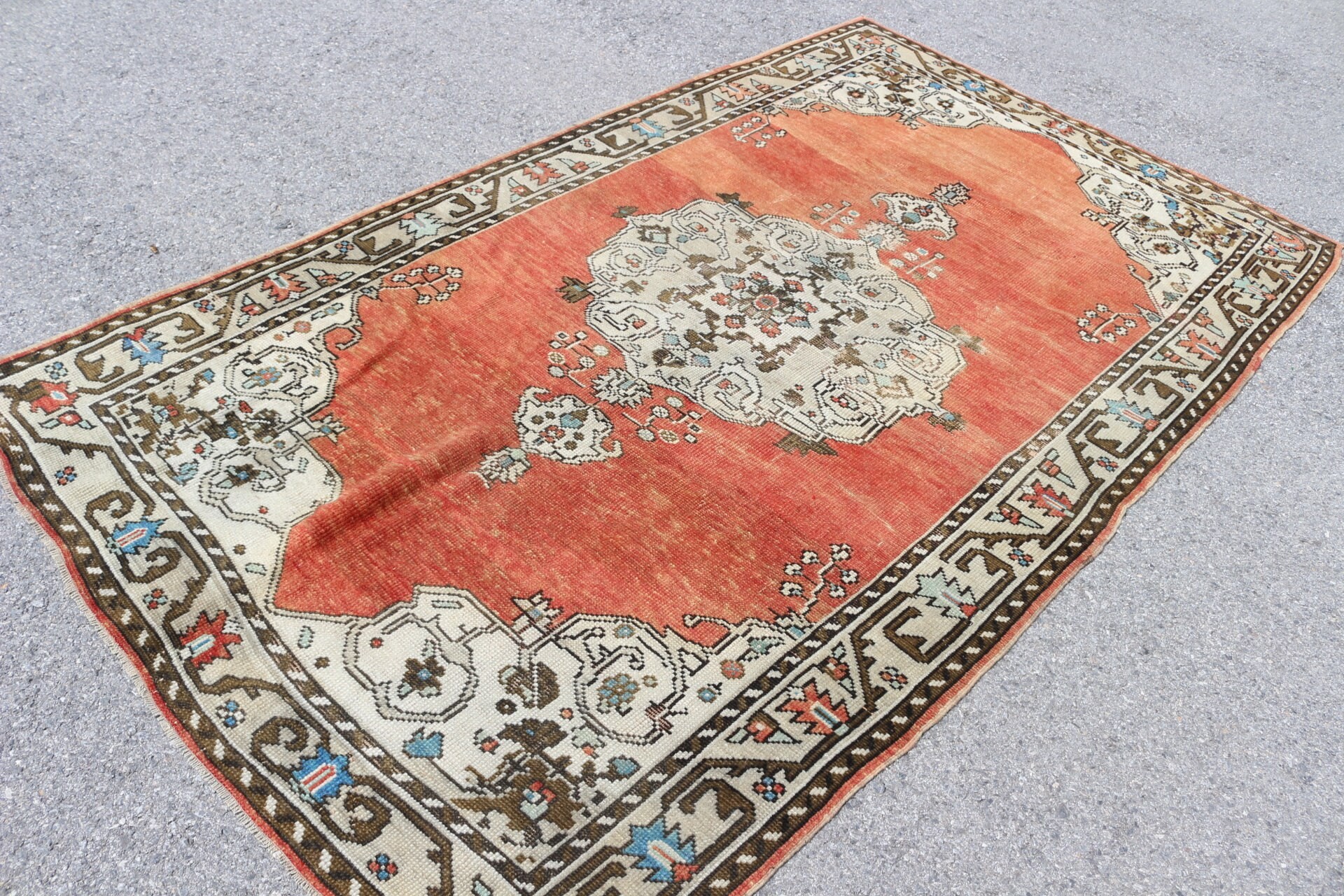 Kırmızı Oushak Halıları, Yatak Odası Halıları, Türk Halıları, Türkiye Halısı, 4,8x8,3 ft Alan Halısı, Fas Halıları, Oturma Odası Halısı, Vintage Halı