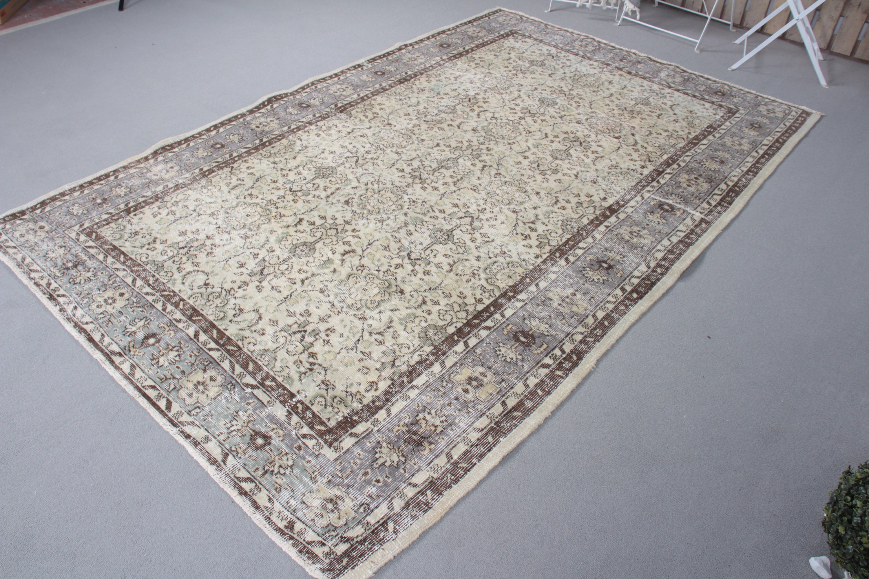 Turkish Rug, Oushak Rugs, Beige Anatolian Rug, 5.5x8.7 ft Large Rugs, Antique Rugs, Vintage Rugs, Large Vintage Rug, Living Room Rugs