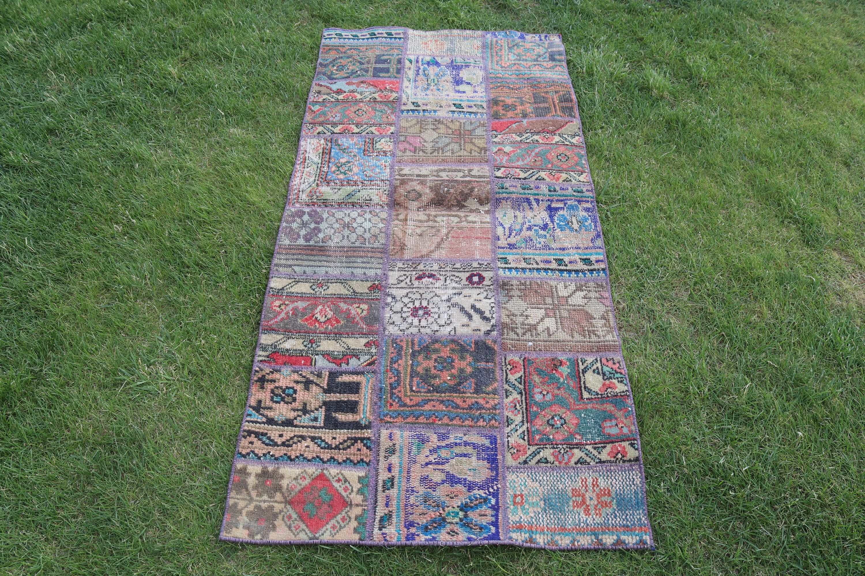 2.4x5.3 ft Küçük Halılar, Küçük Alan Halısı, Duvara Asılı Halı, Mor Oryantal Halı, Modern Halı, Vintage Halı, Türk Halıları, Antika Halılar