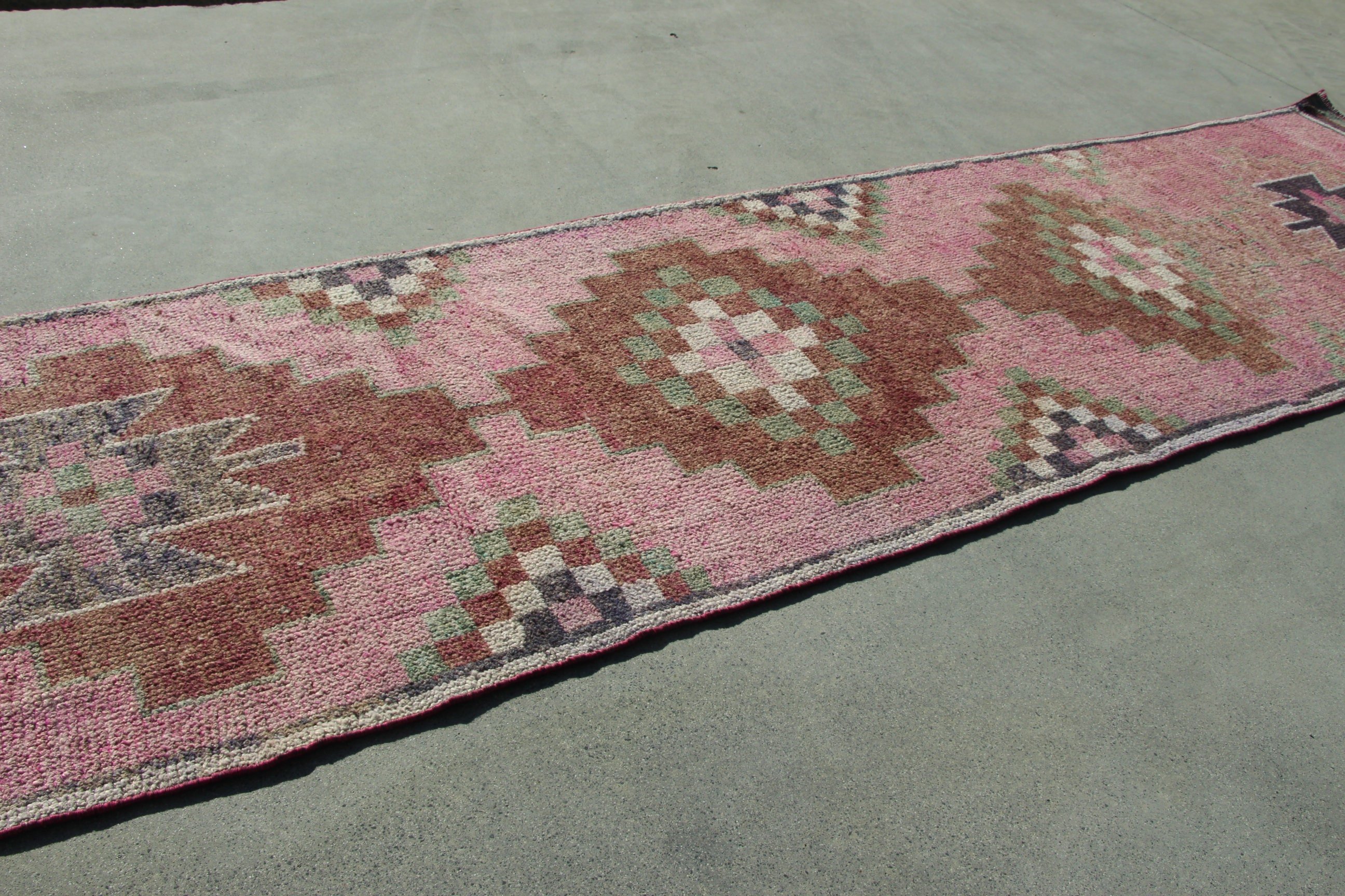 Pink Luxury Rugs, Cool Rug, 2.9x12 ft Runner Rugs, Aesthetic Rug, Vintage Rugs, Turkish Rug, Stair Rugs, Kitchen Rug, Corridor Rug