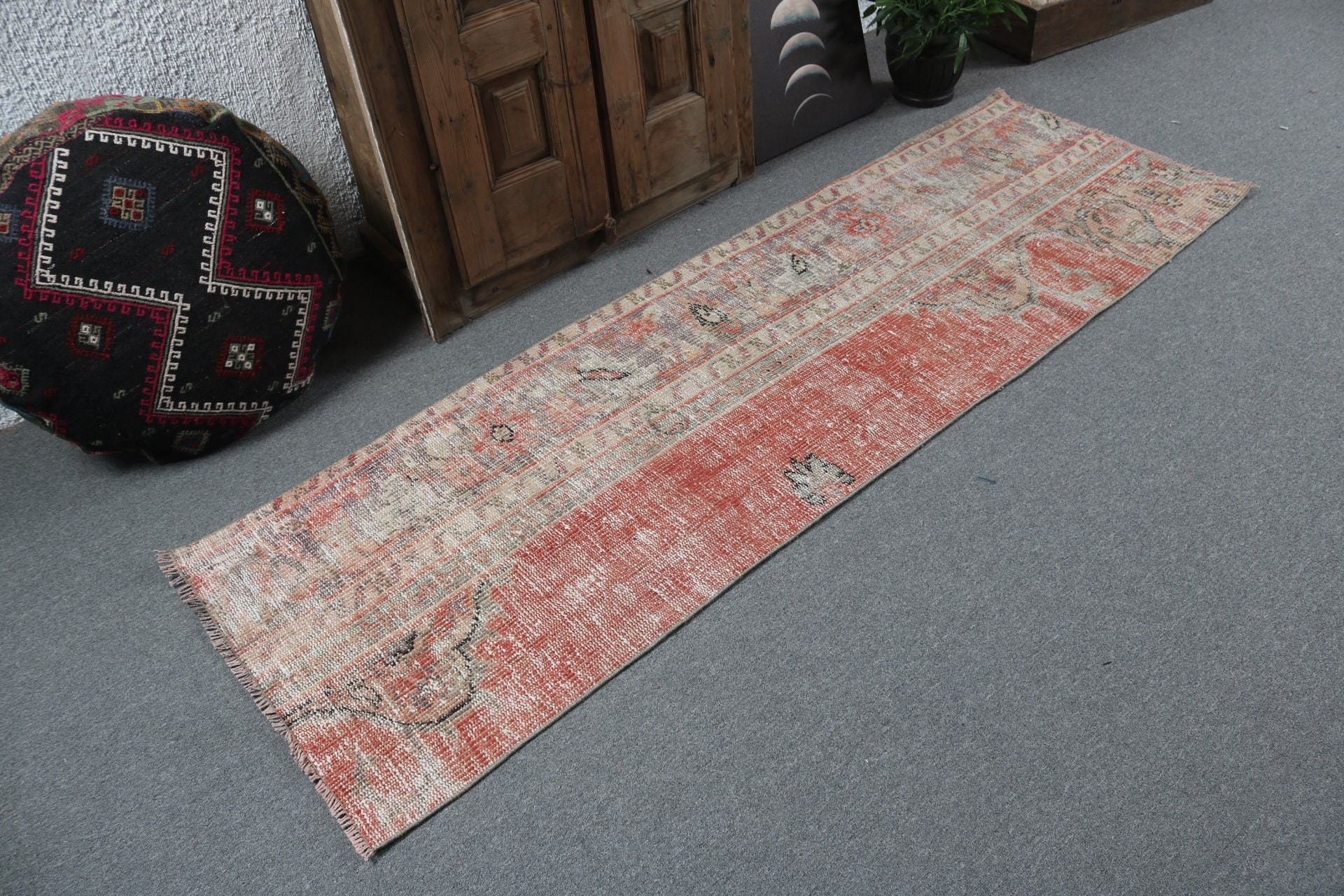 Boho Halı, Türk Halısı, 2.3x7.2 ft Yolluk Halısı, Uzun Koşucu Halıları, Vintage Halı, Uzun Yolluk Halısı, Havalı Halı, Ev Dekorasyonu Halıları, Kırmızı Modern Halı