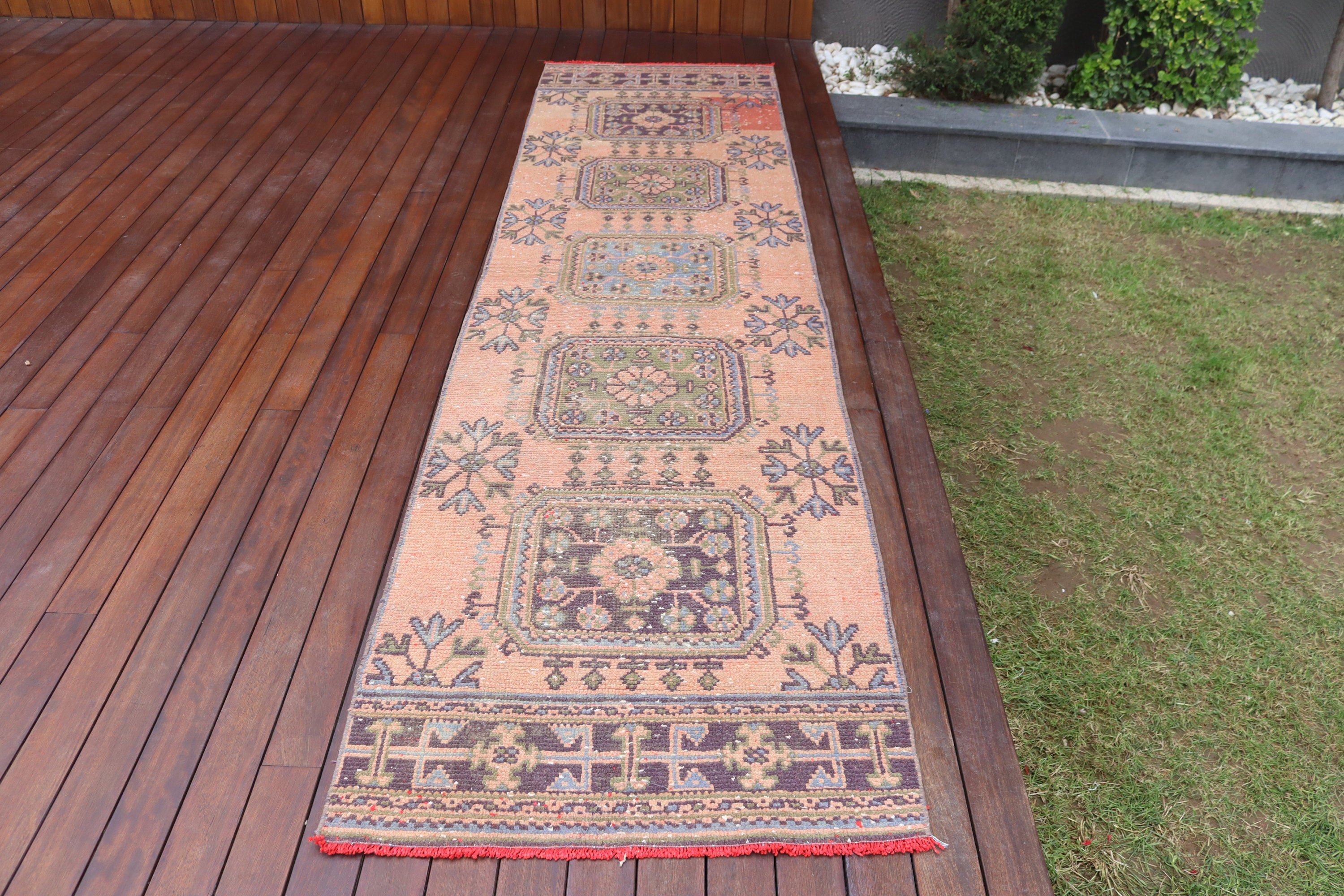 Turkish Rugs, Floor Rugs, 2.9x10.9 ft Runner Rugs, Hallway Rugs, Vintage Rugs, Orange Floor Rugs, Bedroom Rugs, Beni Ourain Runner Rug